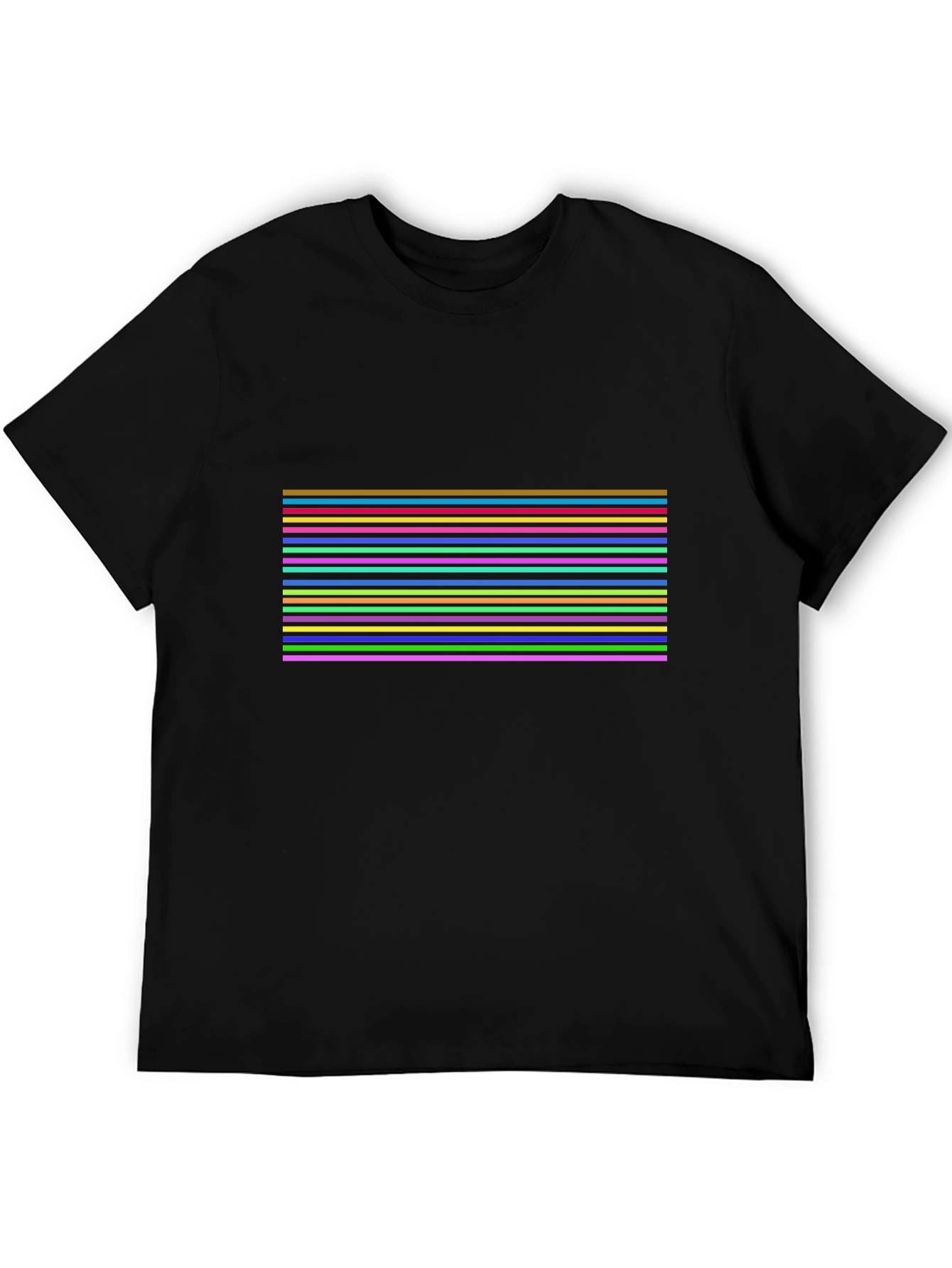 Black Retro Stripe T-Shirt - Bold 80s Style Tee view 5