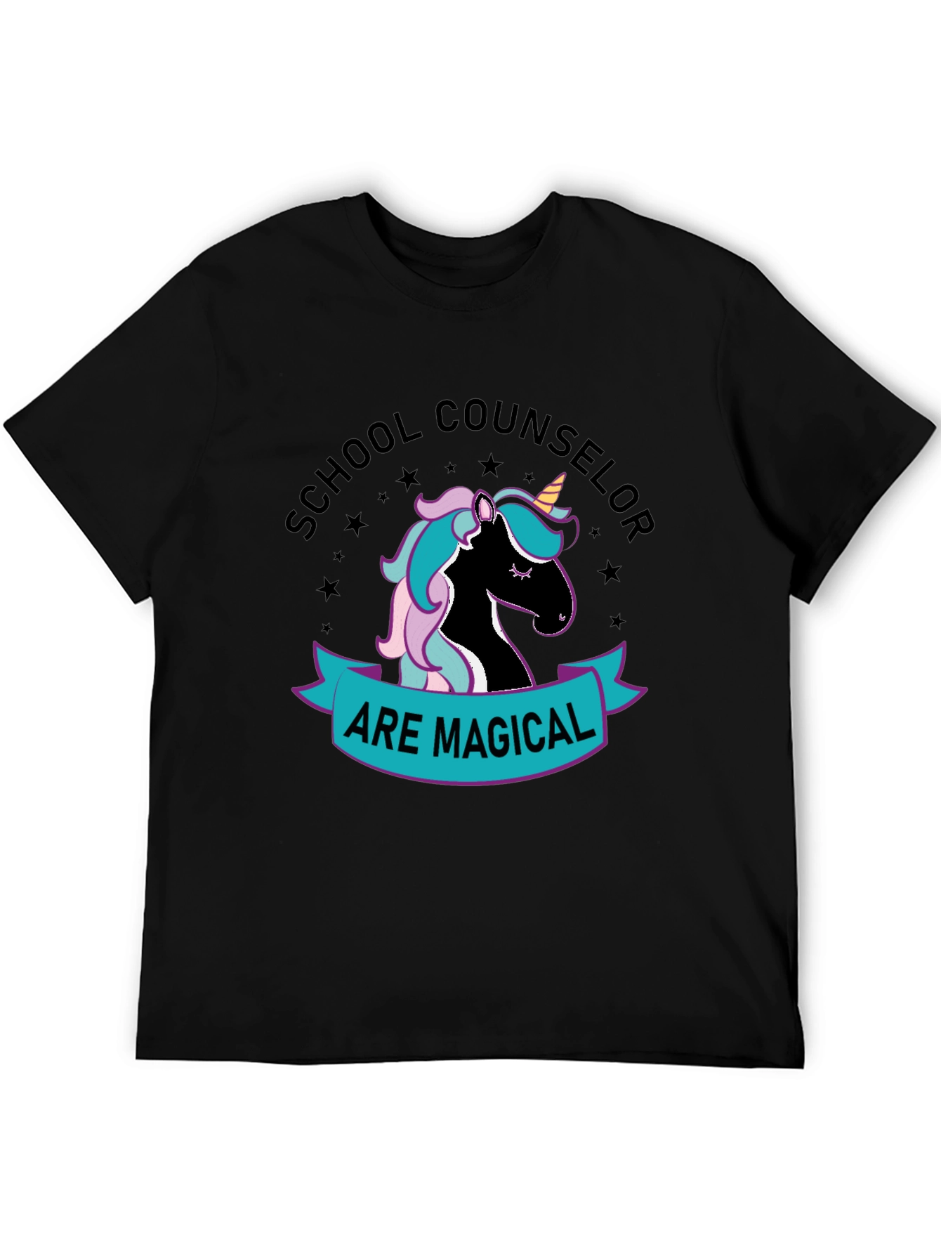Black School Counselor Unicorn T-Shirt view 5