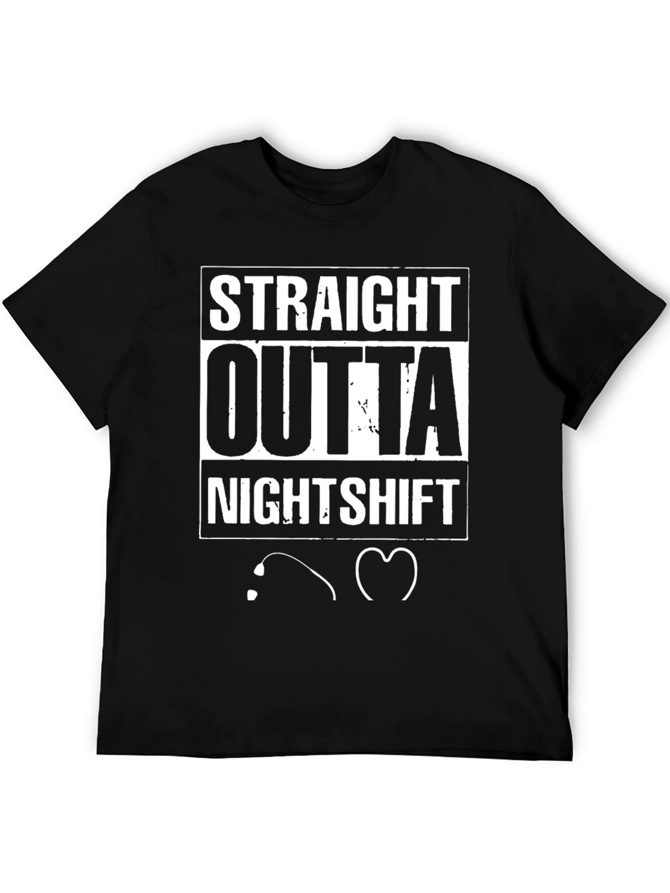 Black Straight Outta Nightshift Black Graphic Tee view 5