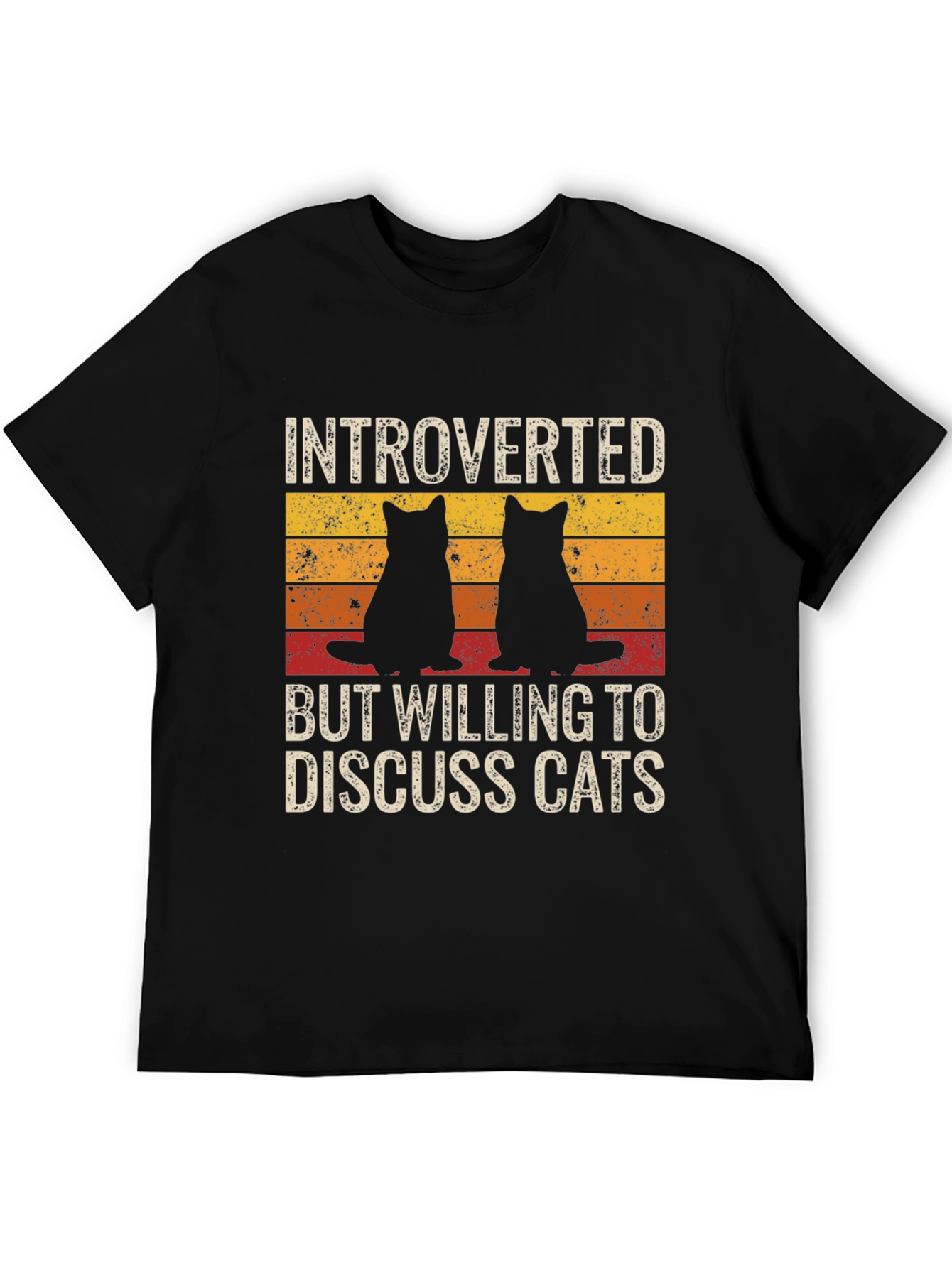 Black Introverted Cat Lover T-Shirt - Novelty Design view 5