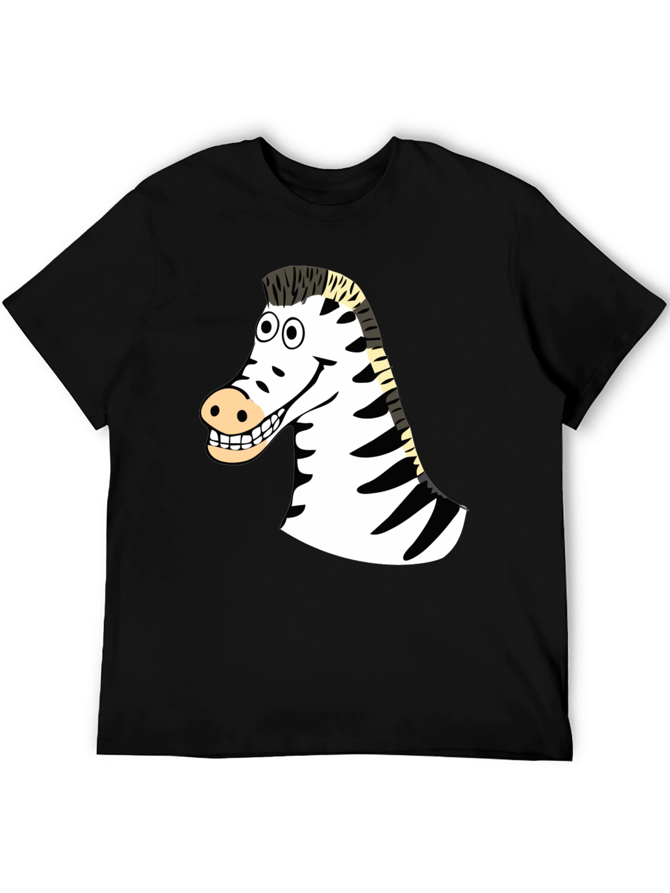 Black Zebra Cartoon Graphic T-Shirt view 5