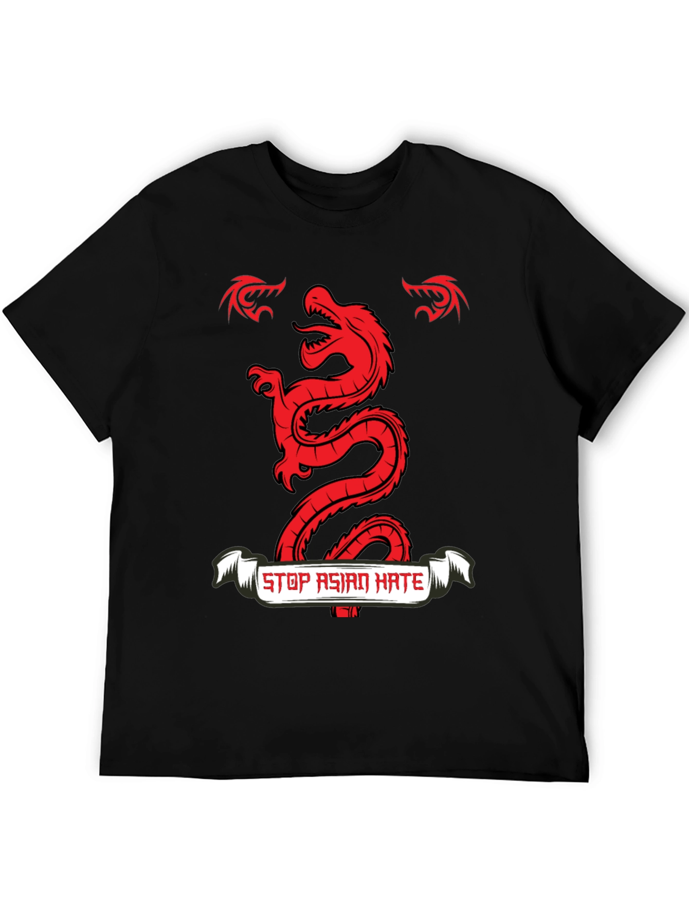 Black Stop Asian Hate Dragon Graphic Tee view 5