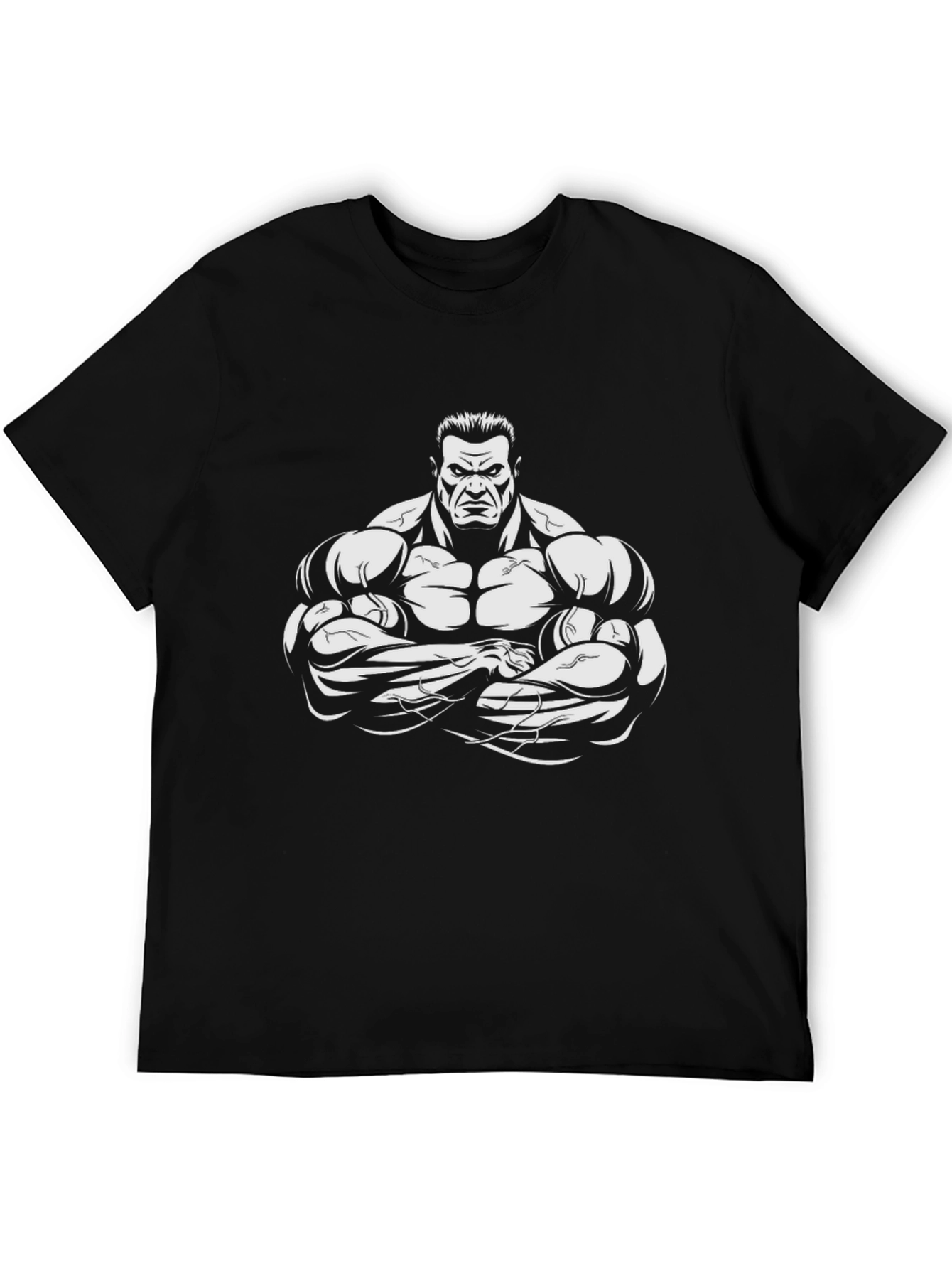 Black Muscle Man Graphic T-Shirt - Black view 5