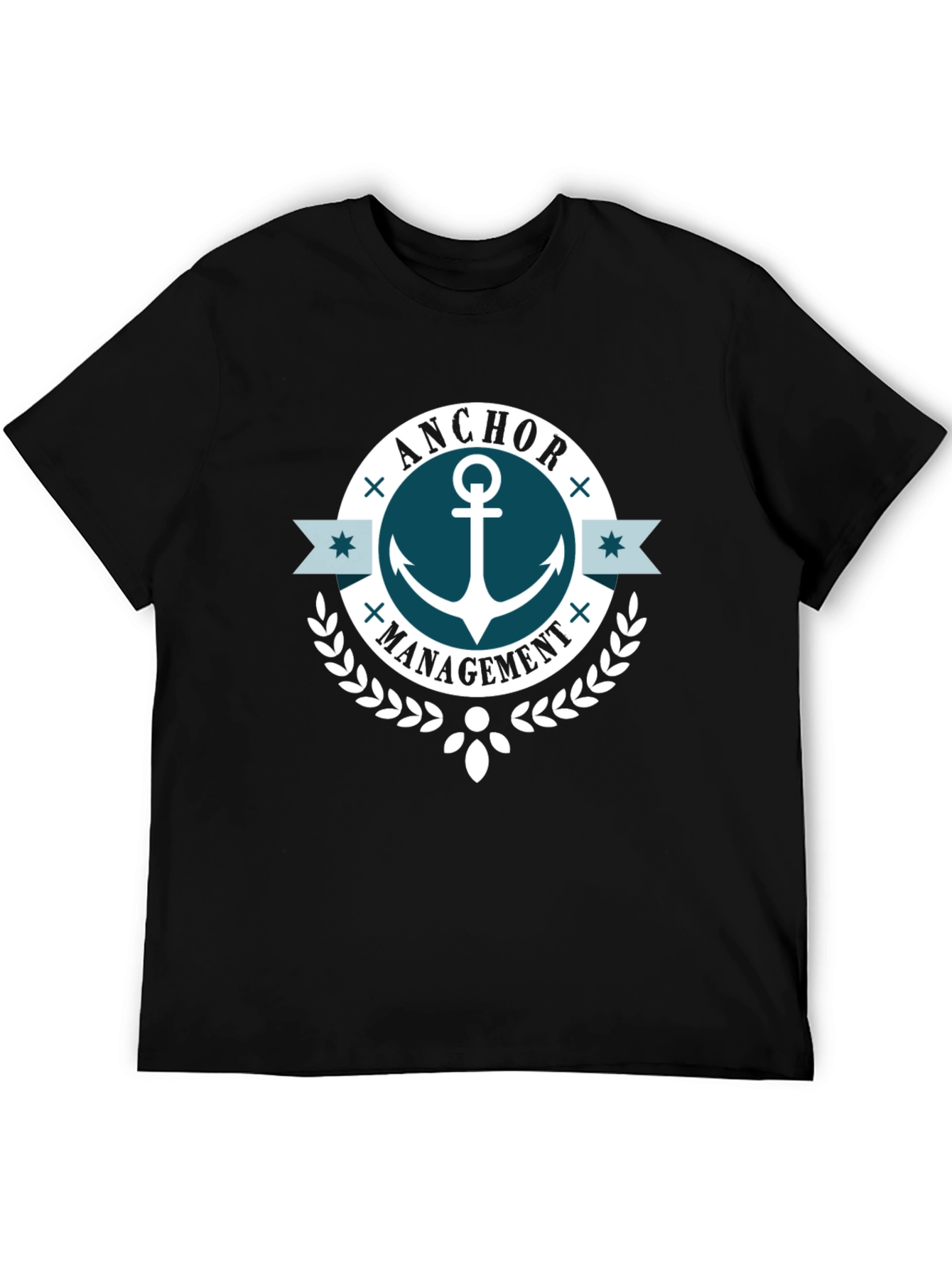 Black Anchor Management T-Shirt - Black Crew Neck view 5