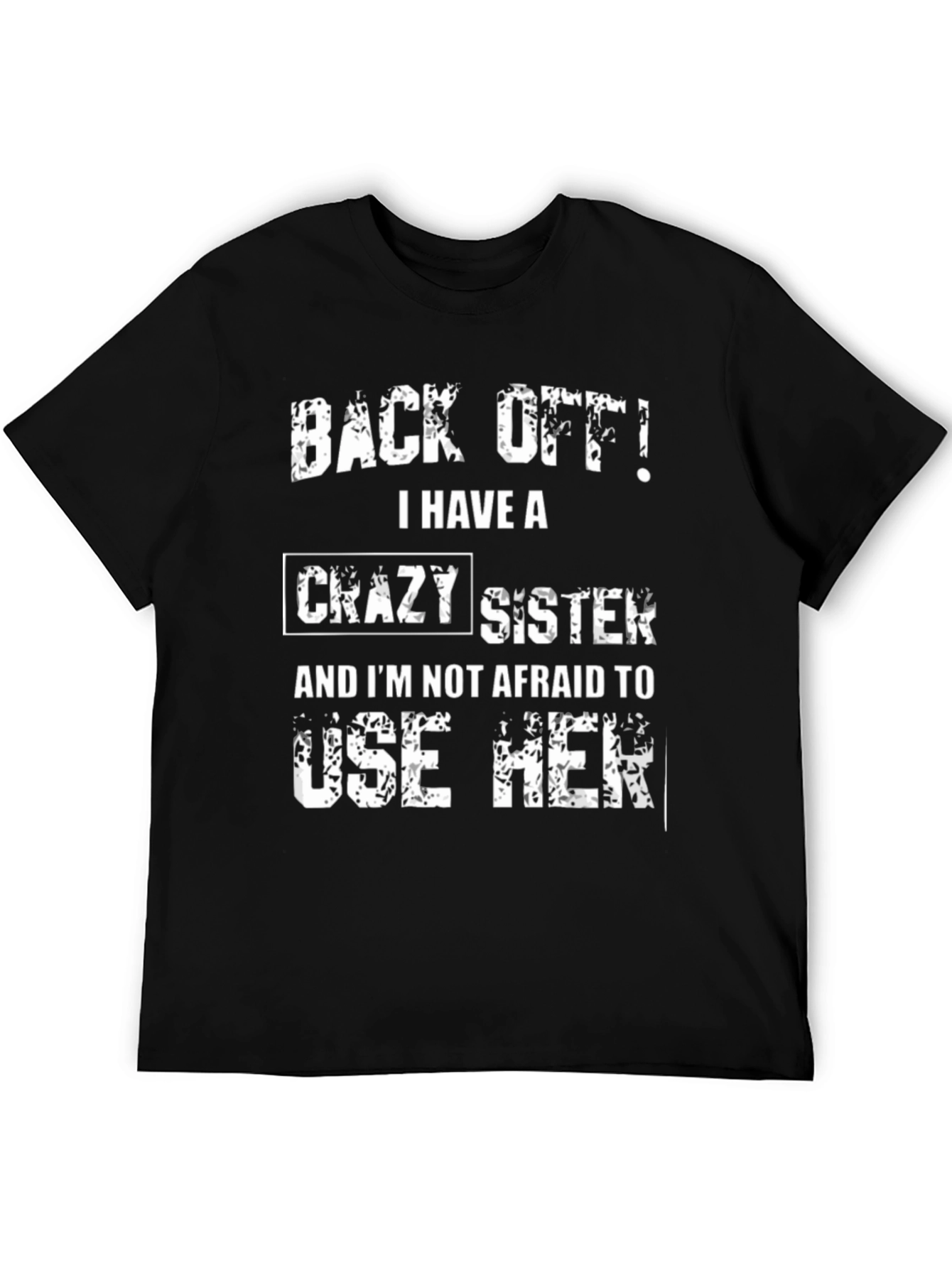Black Funny "Crazy Sister" Graphic T-Shirt view 5