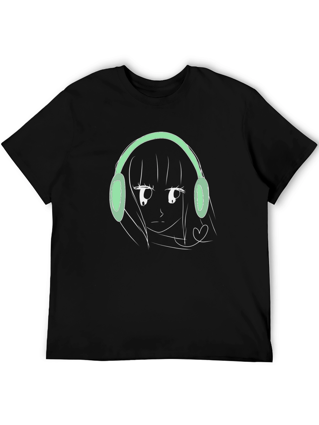 Anime Girl Headphones Graphic T-Shirt - Trendy Streetwear - 5