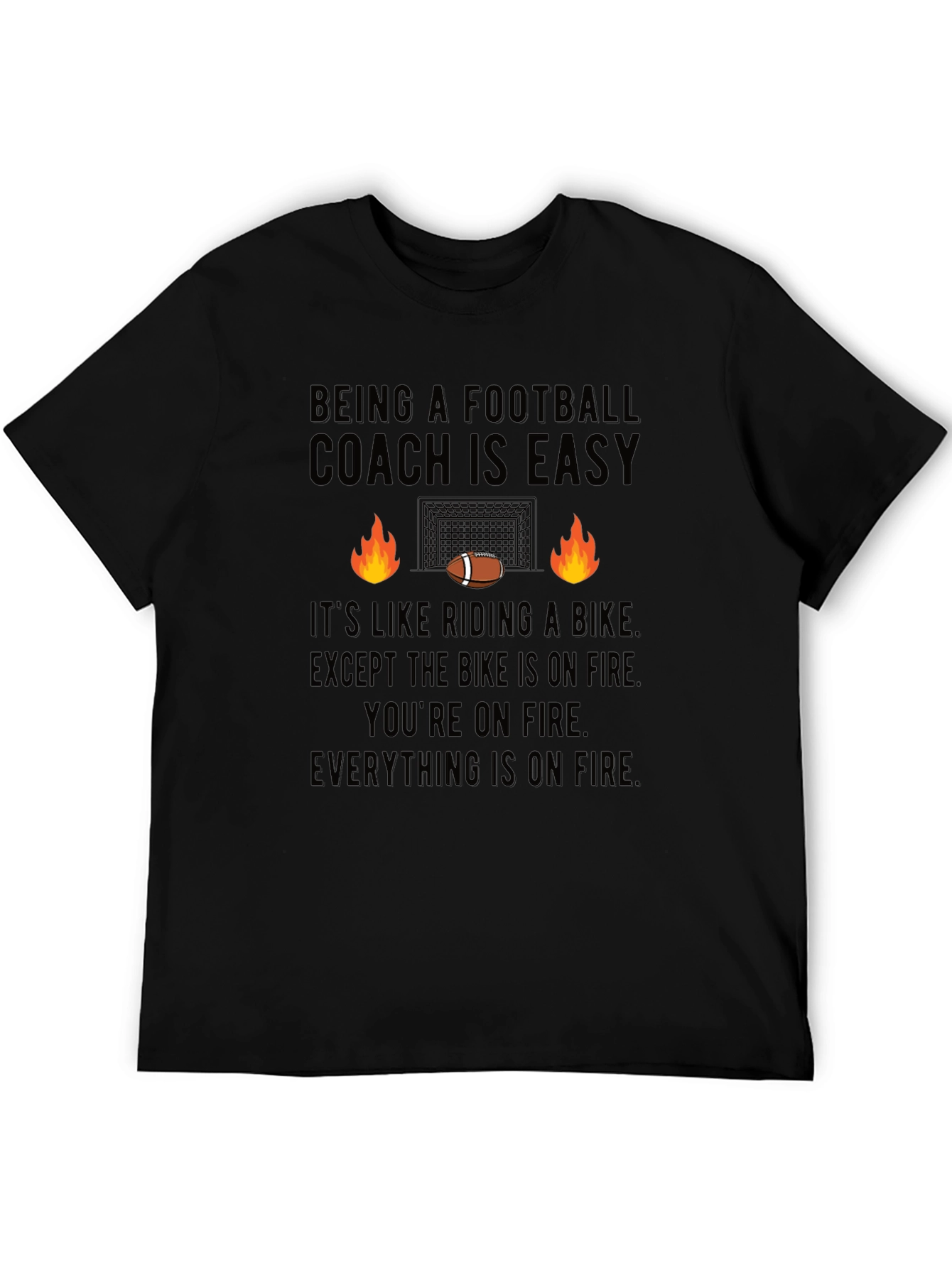 Black Funny Football Coach On Fire T-Shirt view 5