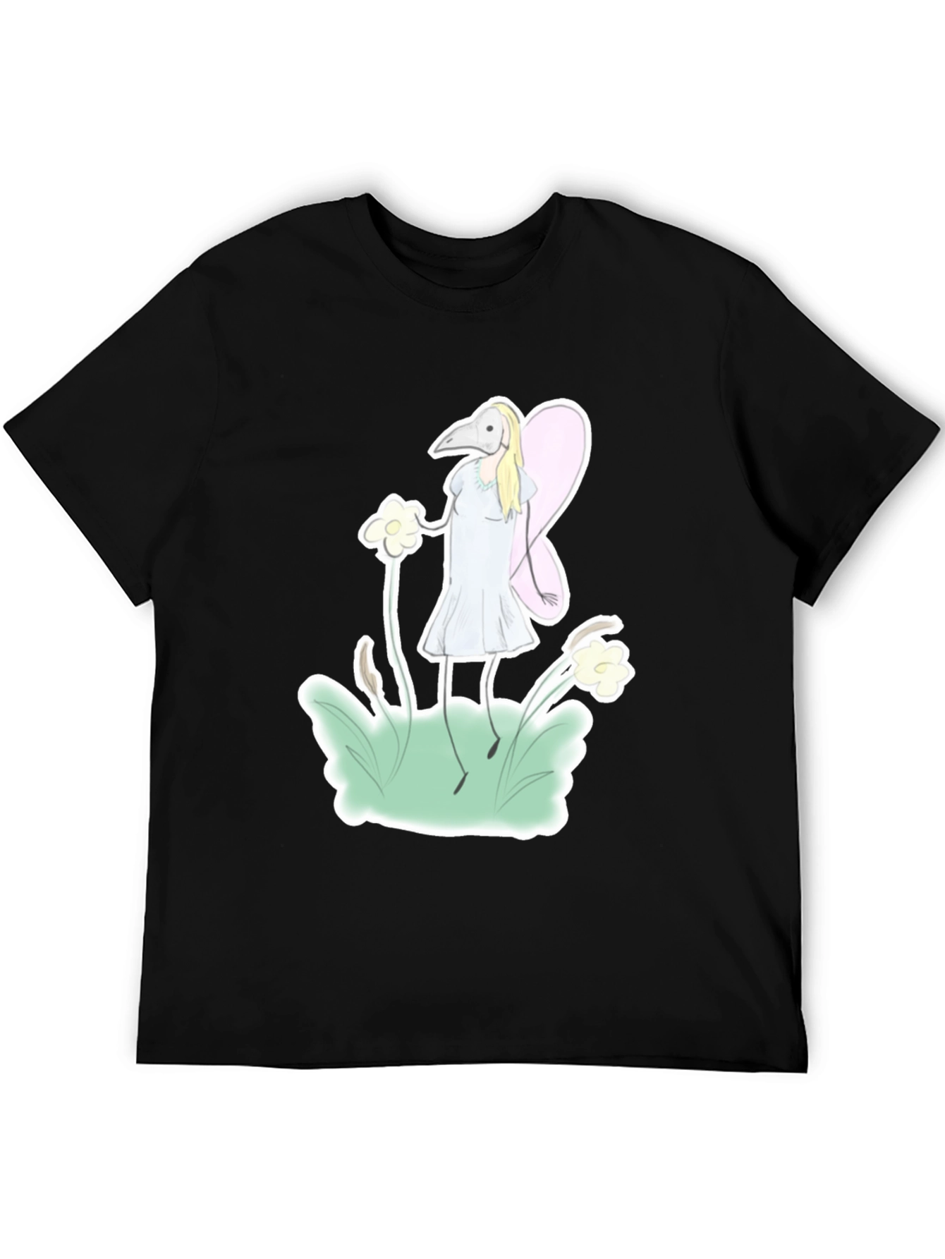Black Whimsical Plague Doctor Fairy Graphic T-Shirt view 5
