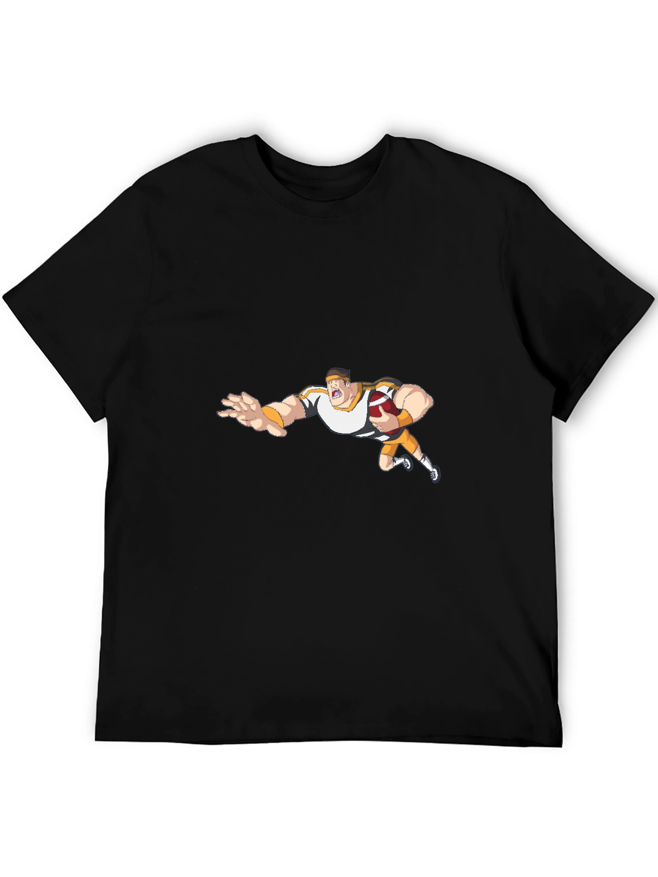 Black Cartoon Football Player Black T-Shirt view 5