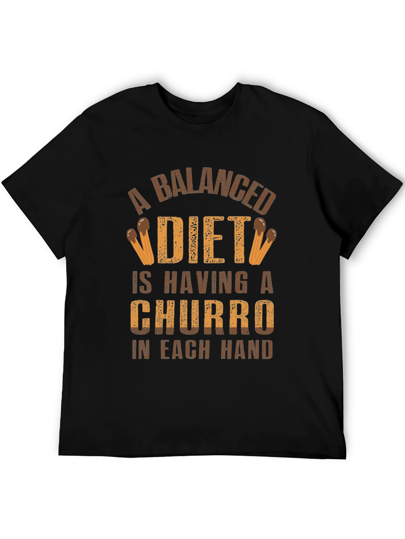 Black Balanced Diet Churro T-Shirt - Funny Foodie Tee view 5