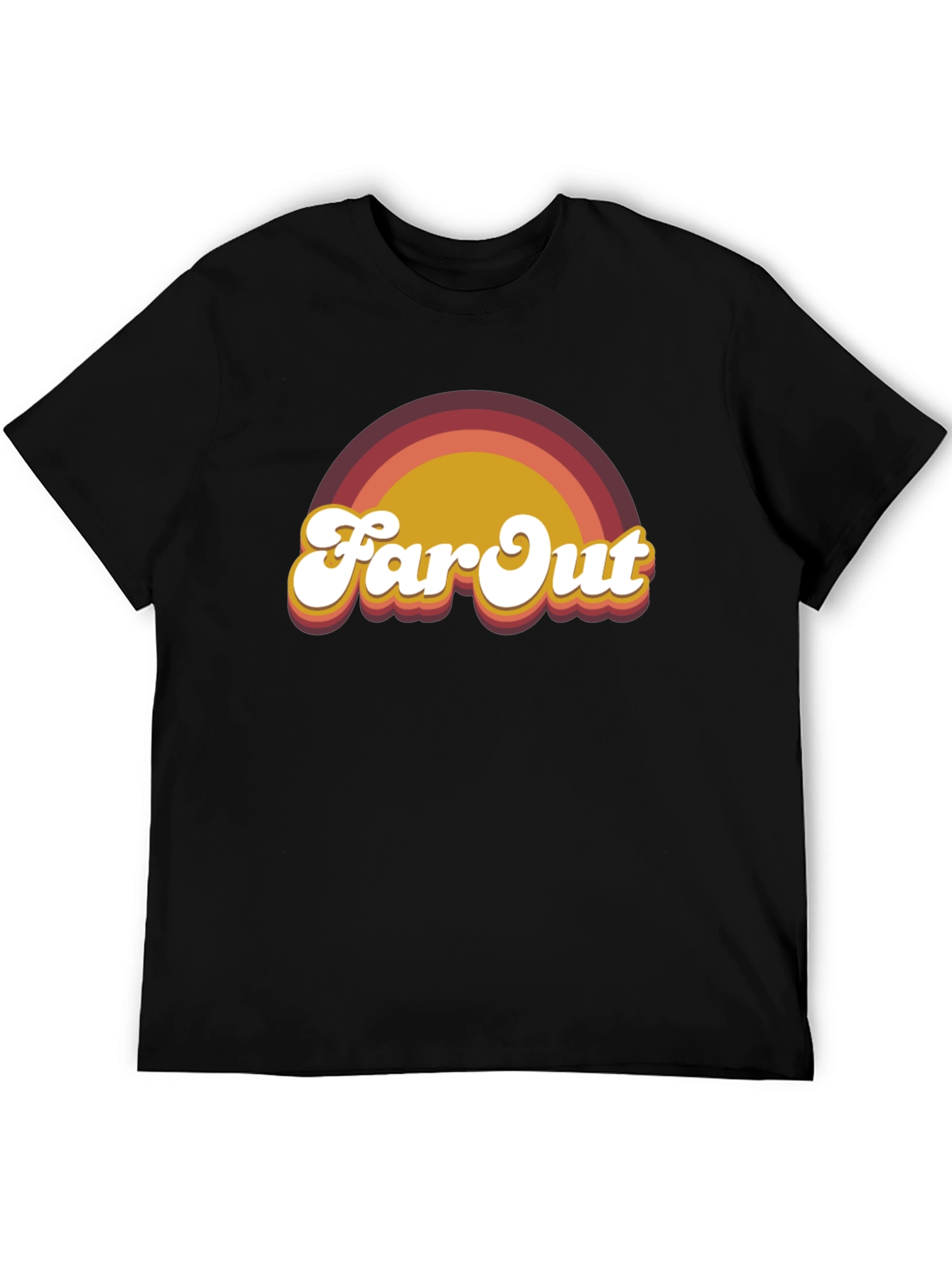 Black Retro "Far Out" Graphic T-Shirt view 5