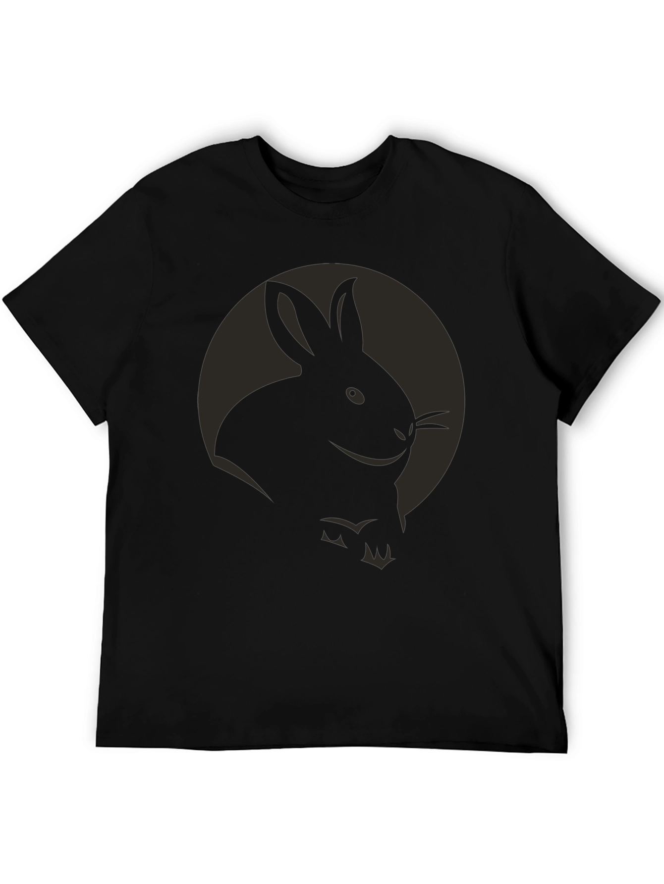 Black Rabbit Graphic Tee - Soft Black Cotton Shirt view 5