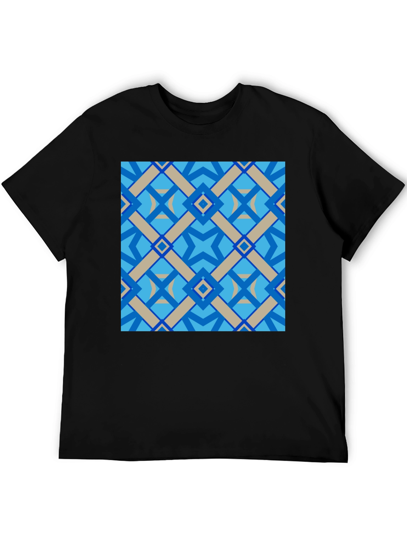Black Geometric Pattern Black T-Shirt view 5