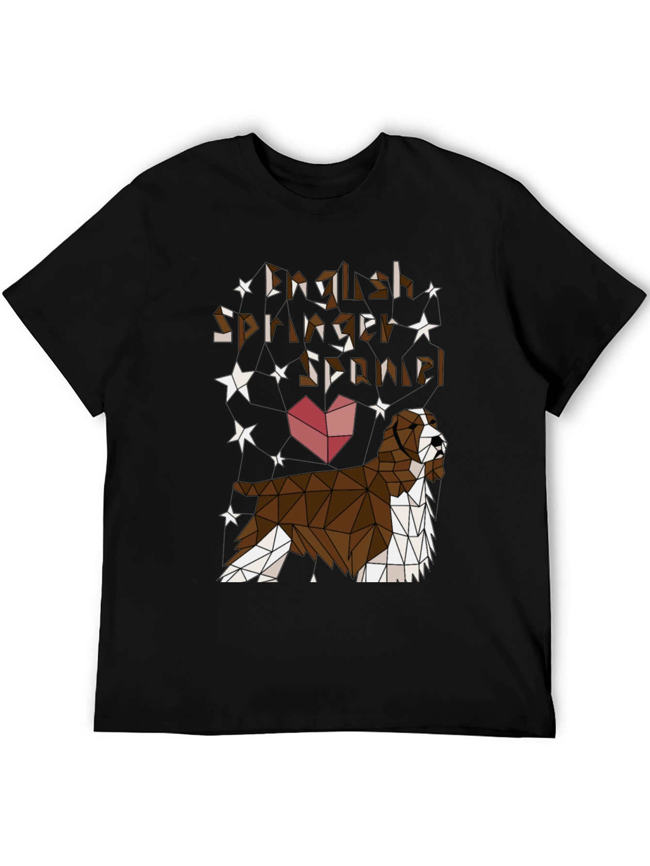 Black English Springer Spaniel Geometric T-Shirt view 5