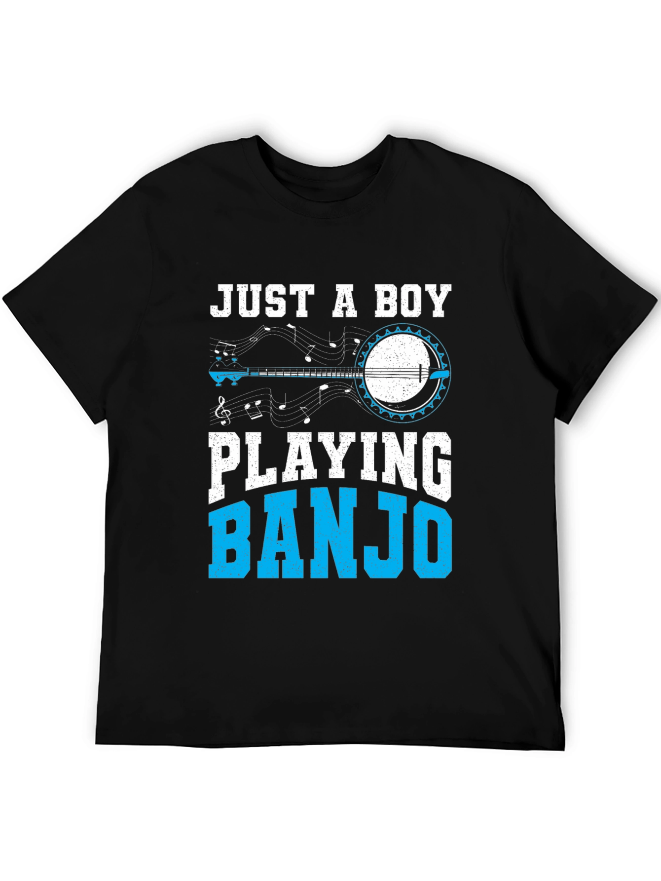 Black Just a Boy Playing Banjo T-Shirt view 5