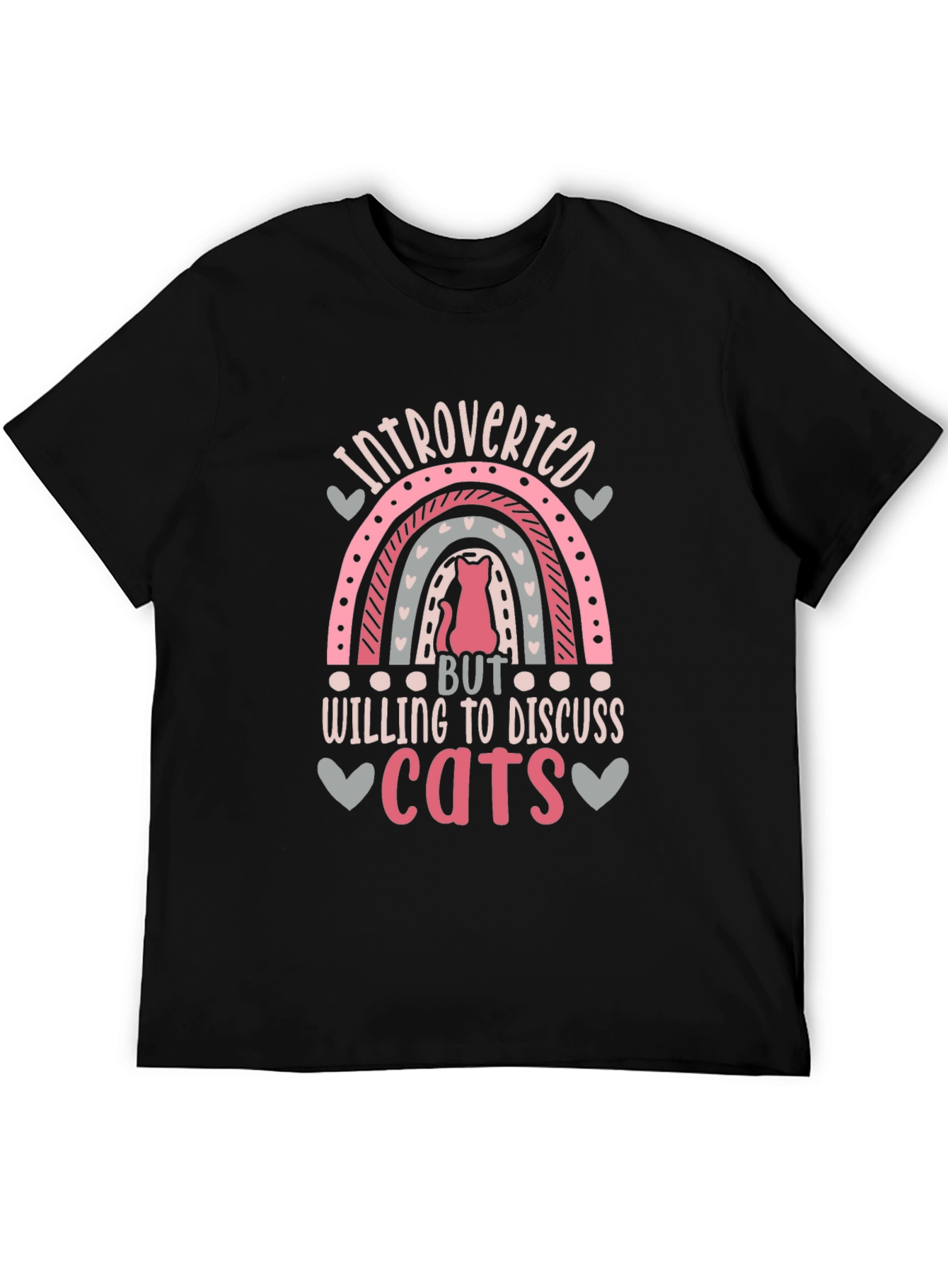 Black Introverted Cat Lover T-Shirt view 5