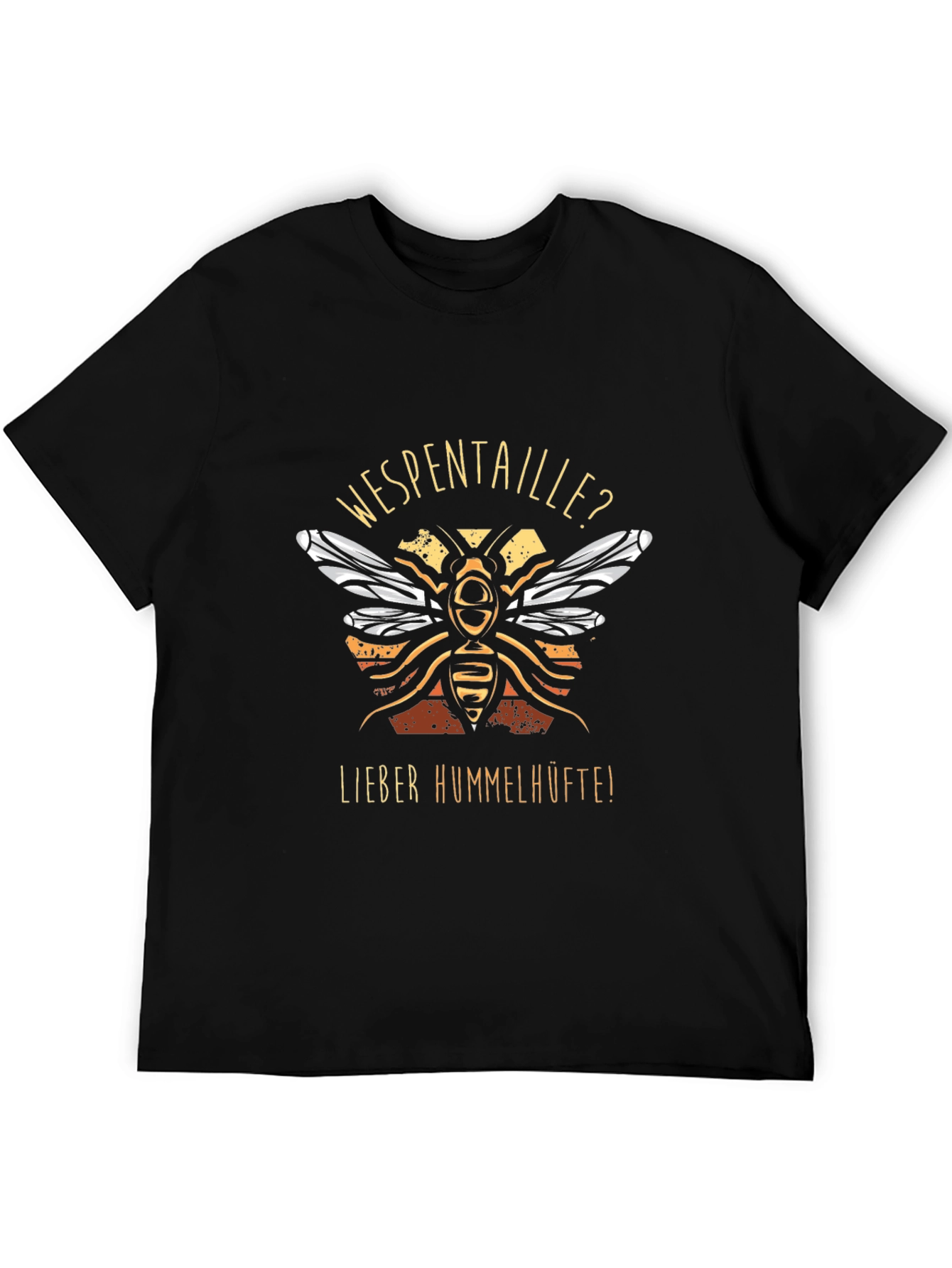 Black Funny Wasp Waist or Bumblebee Hips Graphic T-Shirt view 5