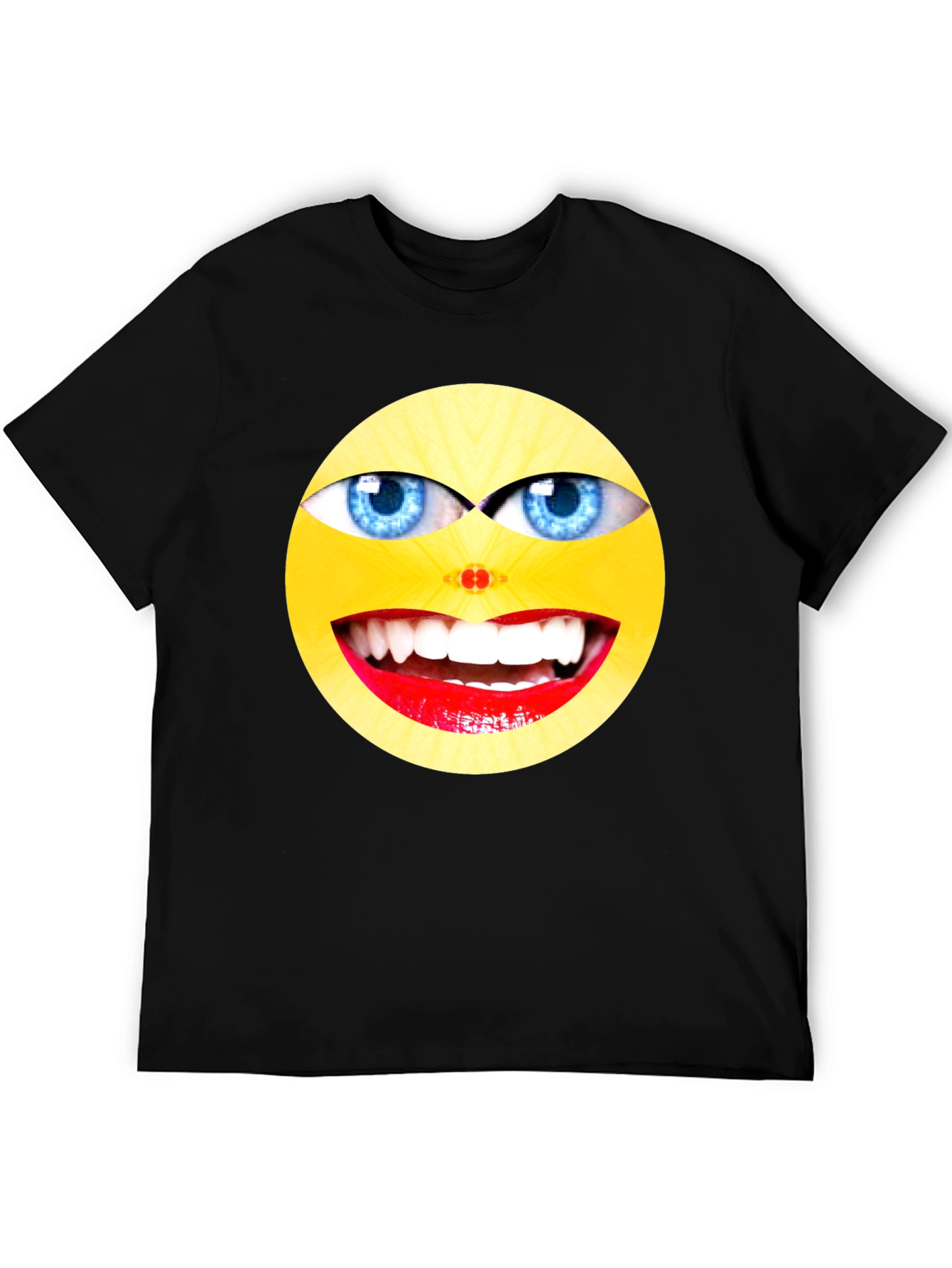 Black Funny Emoji Graphic Black T-Shirt view 5
