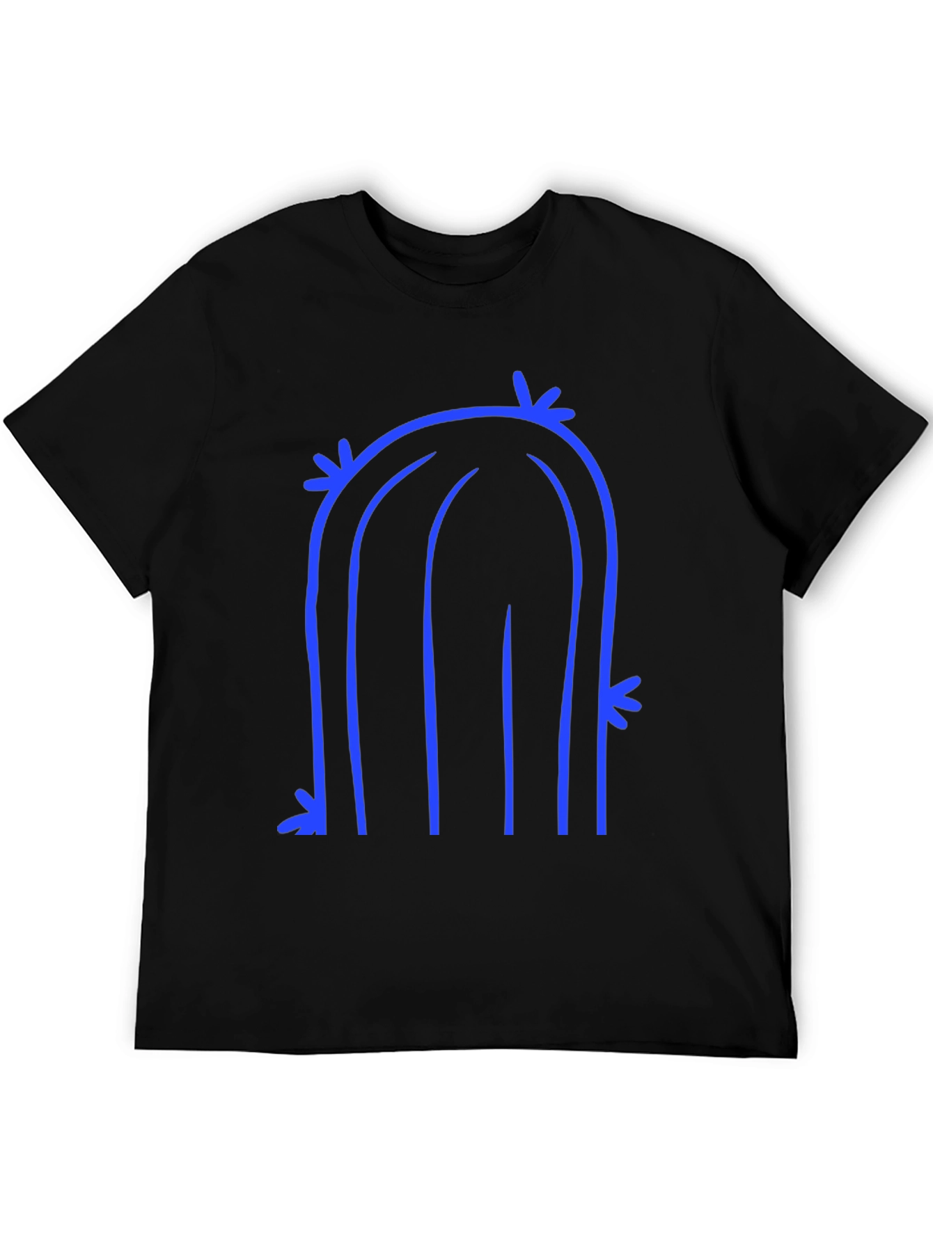 Black Abstract Cactus Graphic Tee - Black Cotton T-Shirt view 5