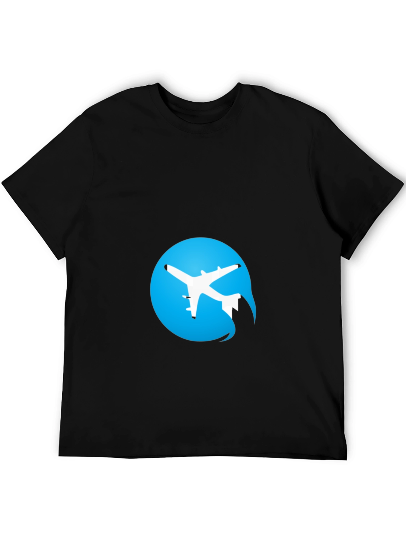 Black Airplane Logo Black T-Shirt view 5