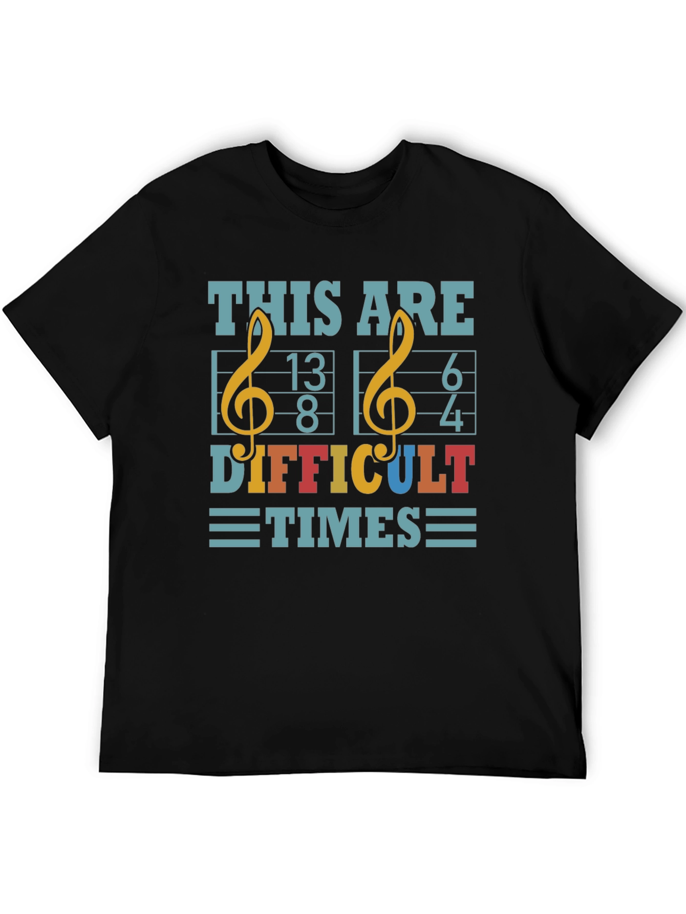 Black Difficult Times Music T-Shirt view 5