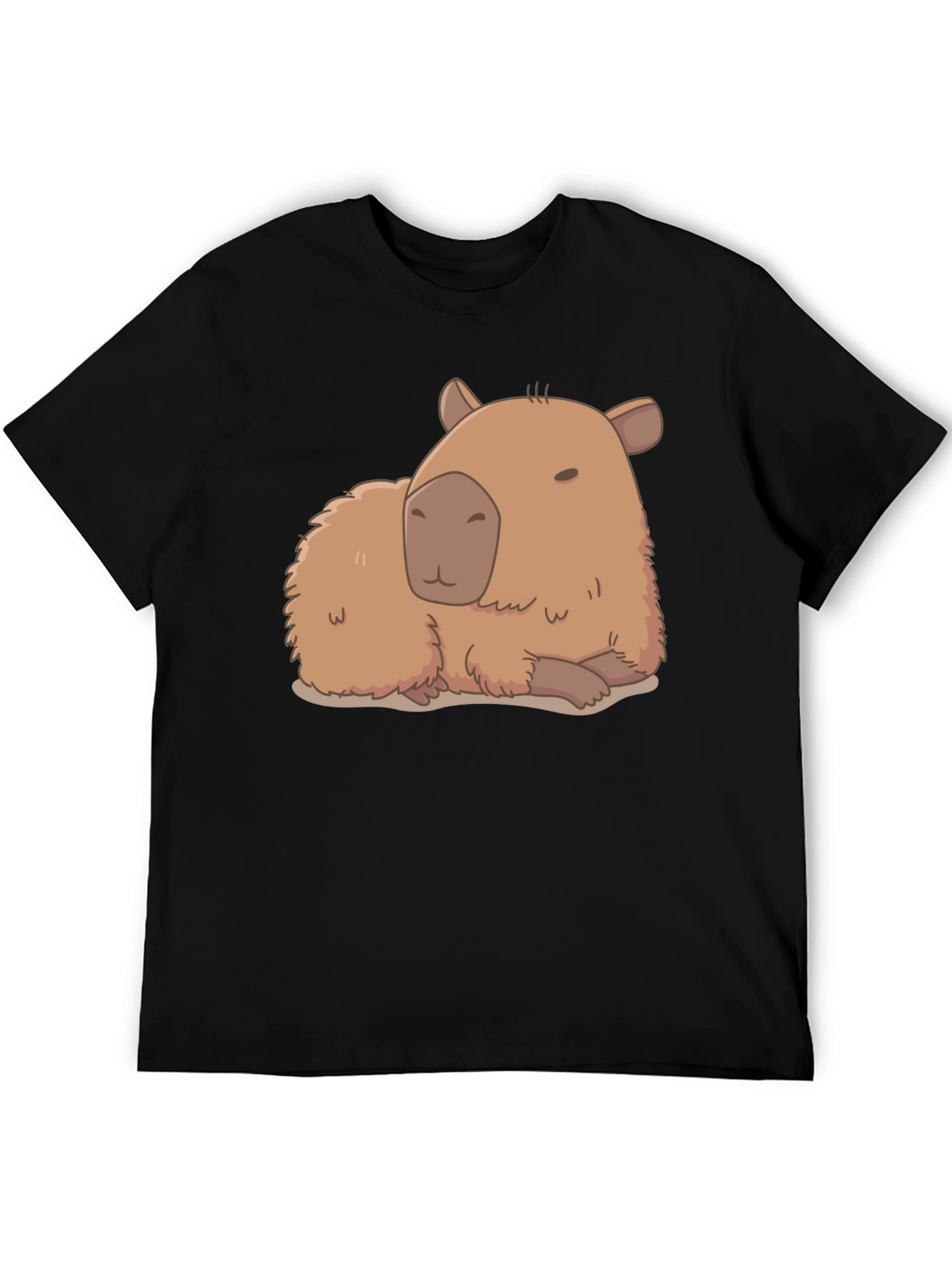 Black Capybara Graphic Tee - Relaxed Fit Cotton T-Shirt view 5