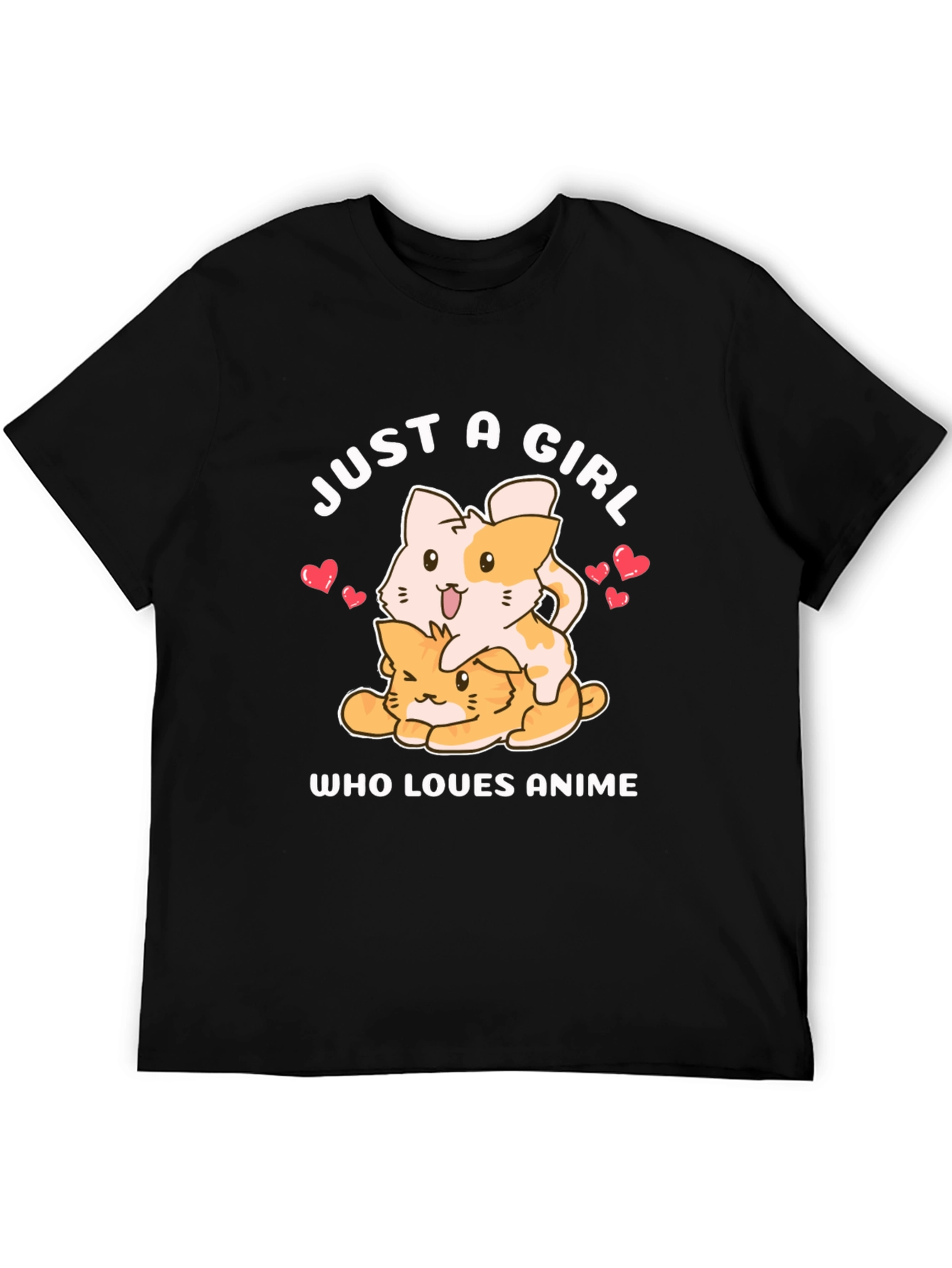 Black Just a Girl Who Loves Anime T-Shirt view 5