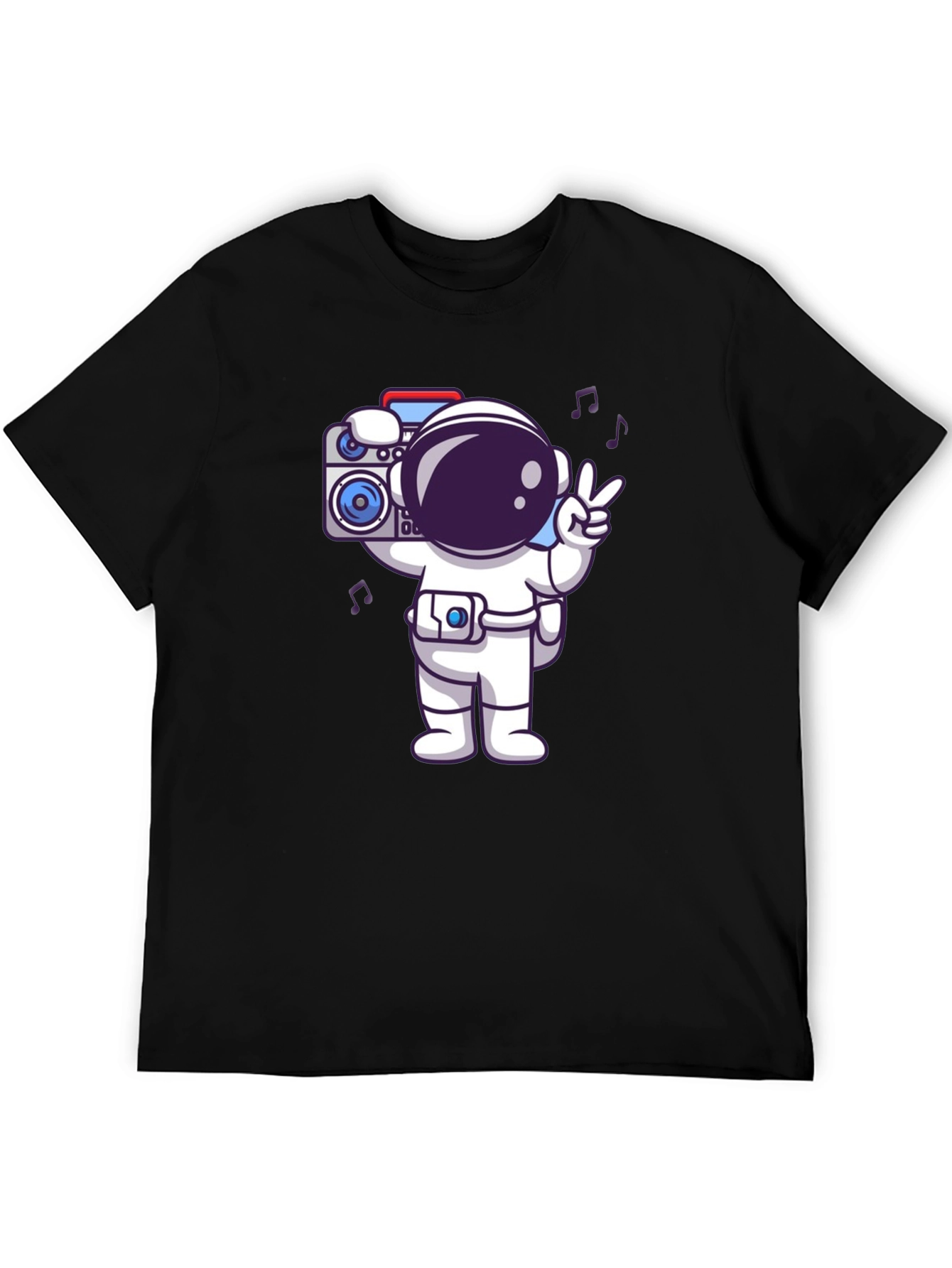 Black Astronaut Graphic Tee - Black Cotton Blend T-Shirt view 5