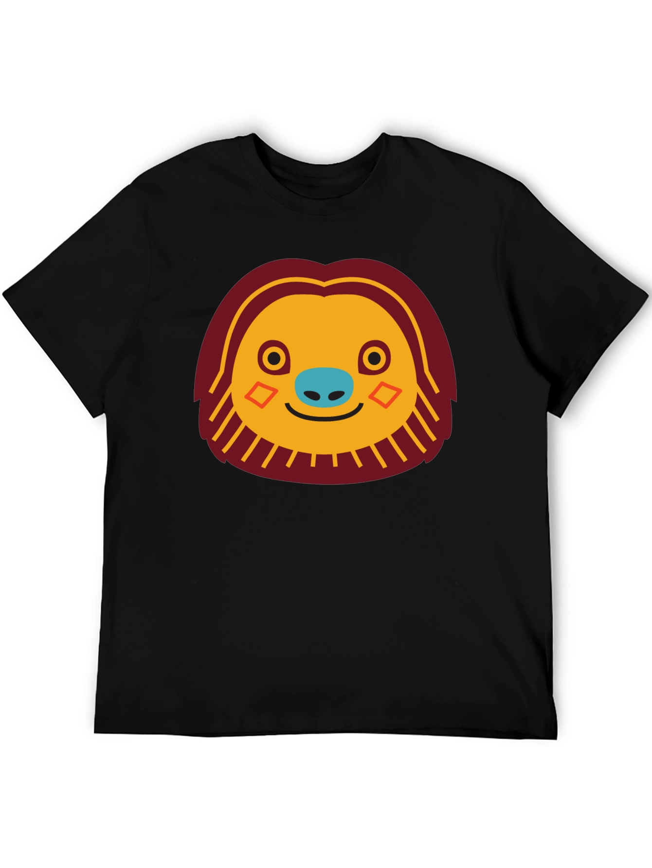 Black Funny Sloth Face Graphic T-Shirt view 5