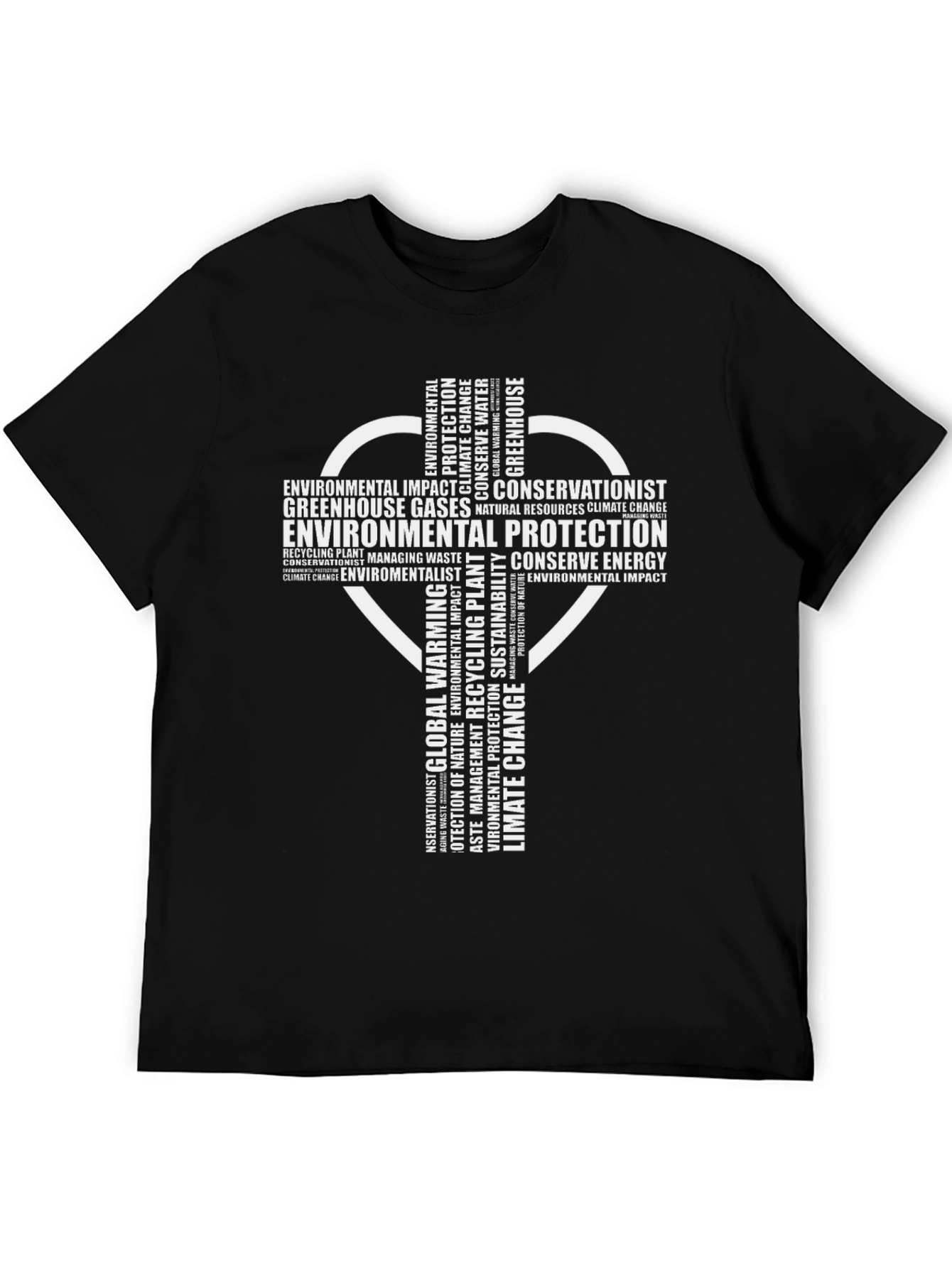 Black Eco-Friendly Environmental Protection T-Shirt view 5