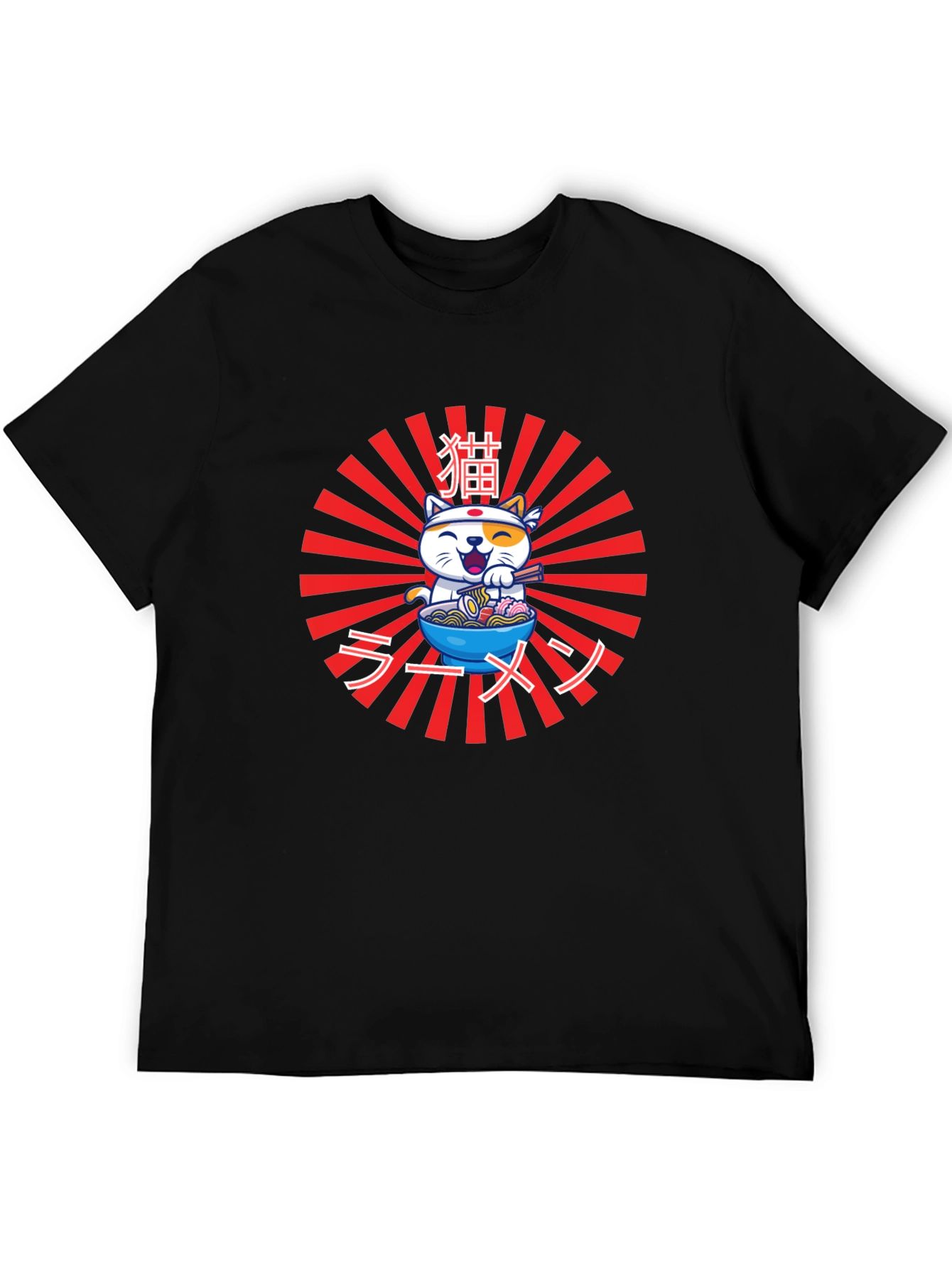 Black Ramen Cat T-Shirt - Japanese Anime Style view 5