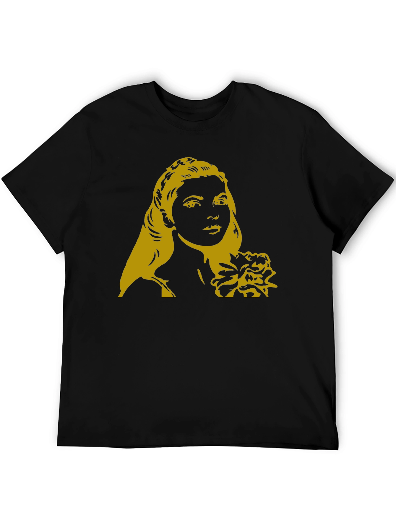 Black Woman's Portrait Graphic Tee - Black Casual Top view 5