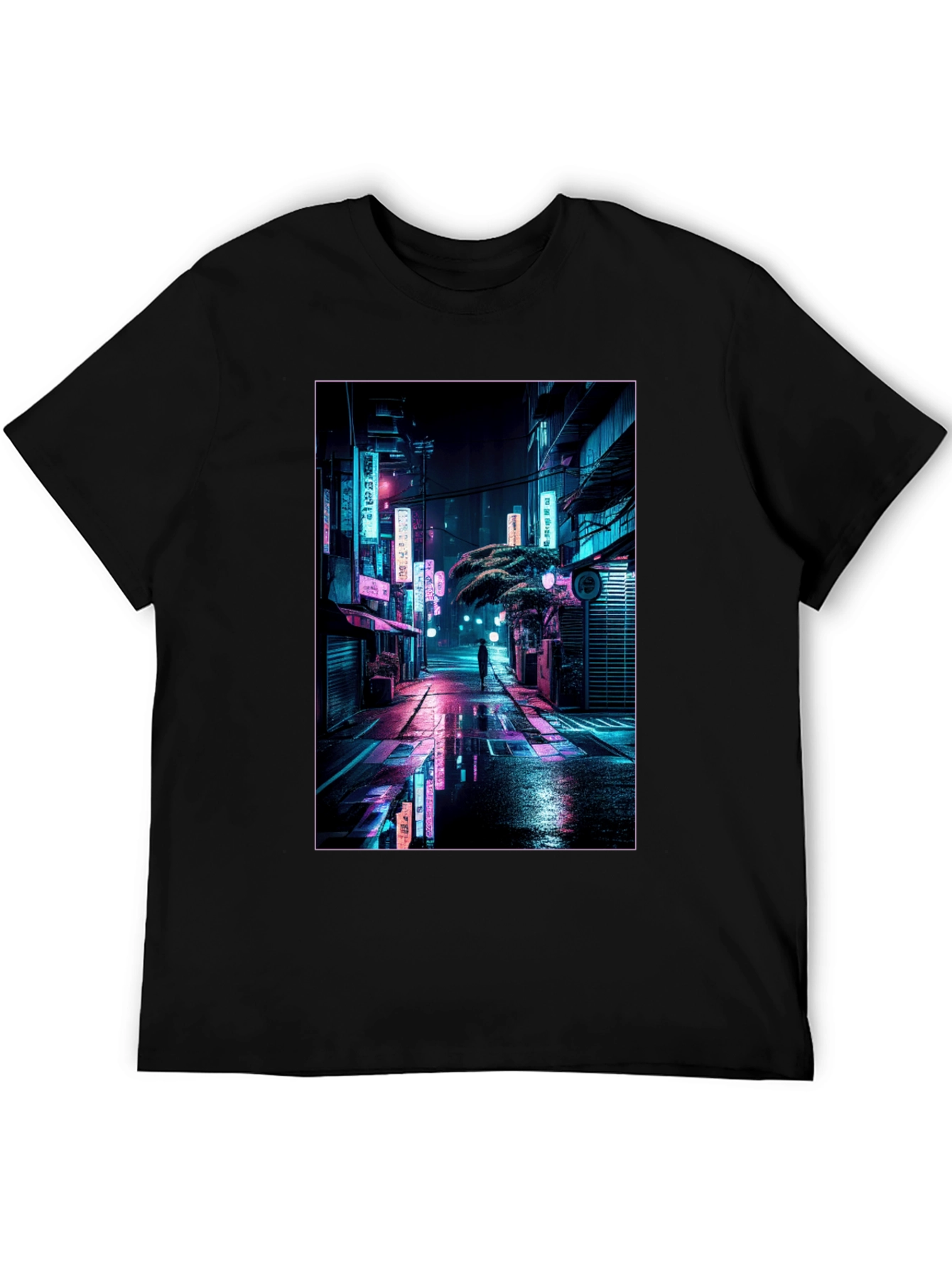 Black Neon Cityscape Graphic Tee view 5