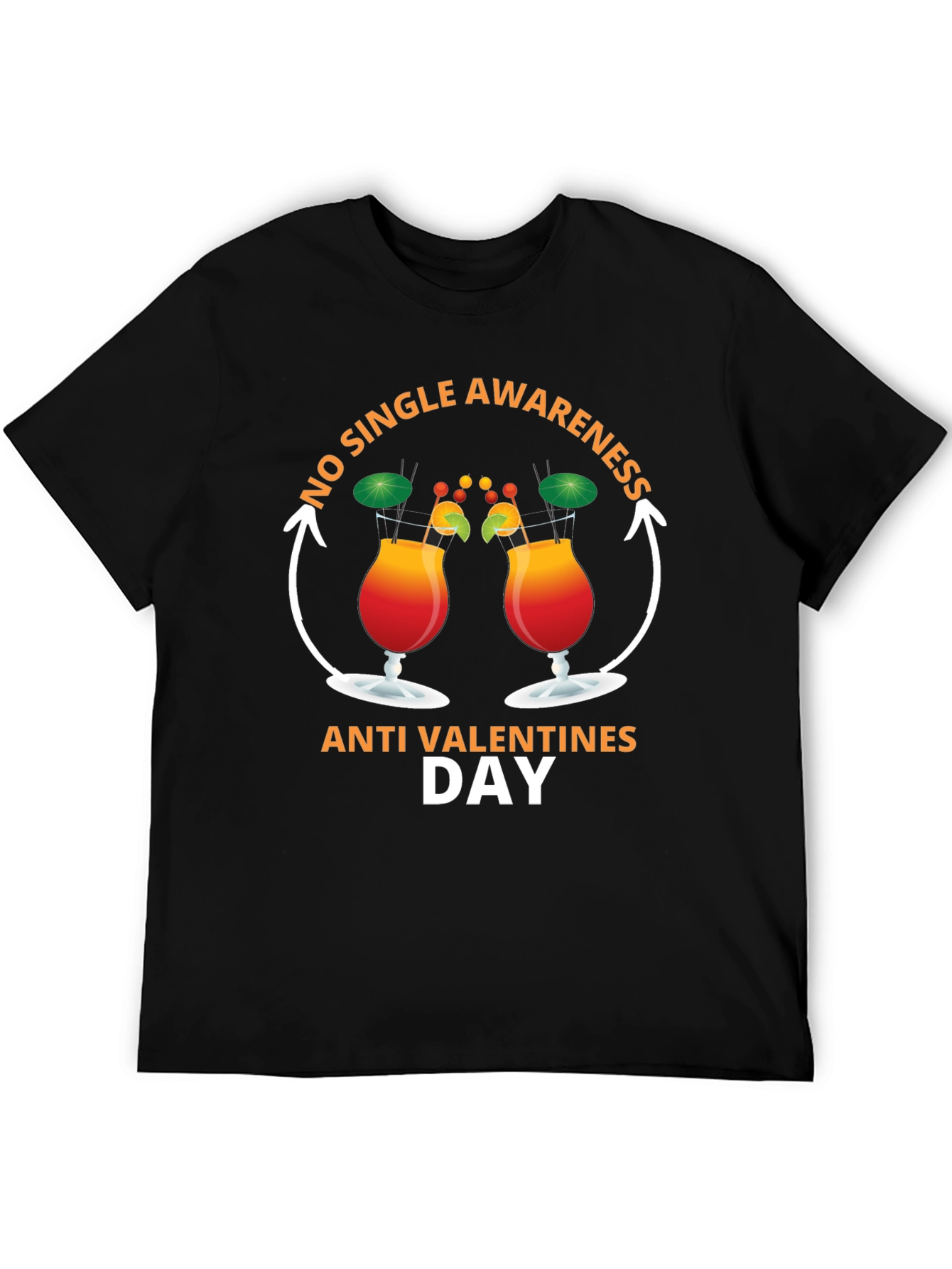Black Anti-Valentine's Day 'No Single Awareness' T-Shirt view 5