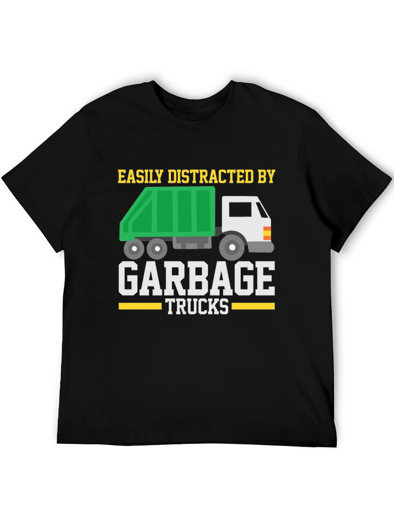 Black Easily Distracted by Garbage Trucks T-Shirt view 5