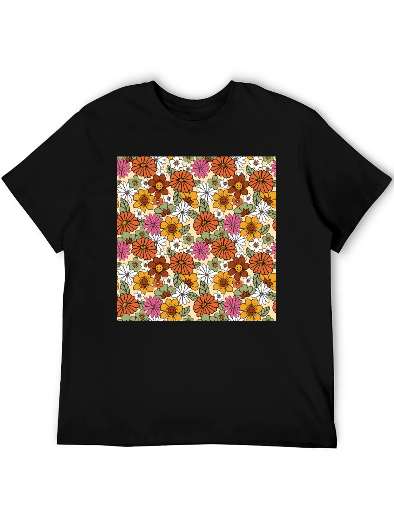 Black Retro Floral T-Shirt - Vintage Style view 5