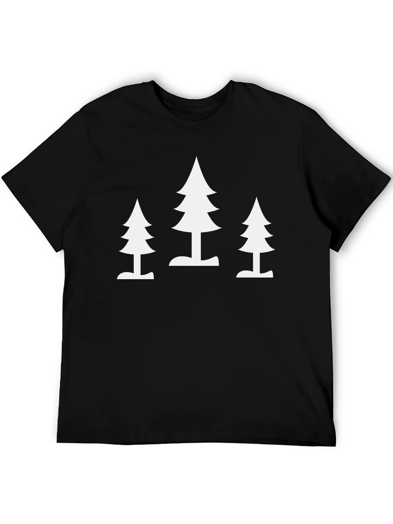 Black Minimalist Tree Print Black T-Shirt view 5