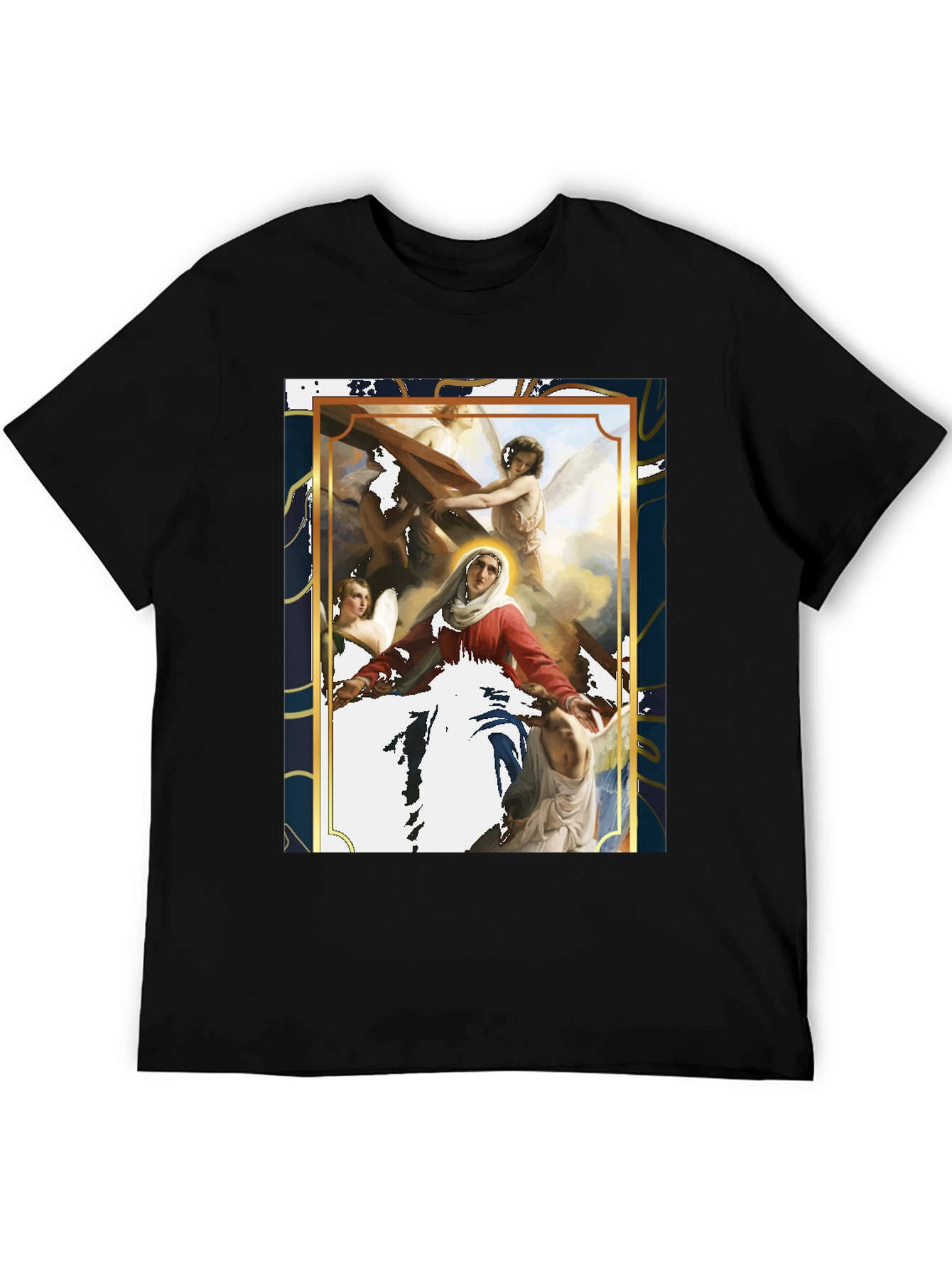 Black Religious Art Graphic Tee - Black Cotton Blend view 5