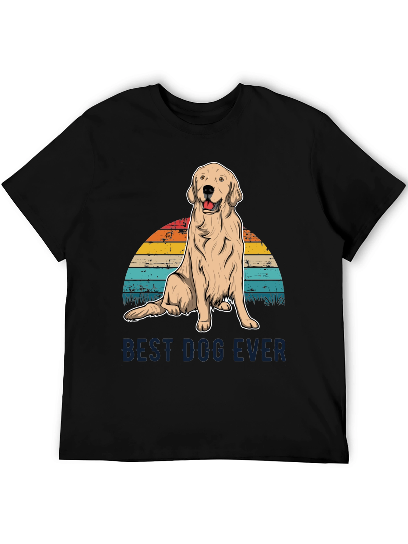 Black Best Dog Ever Graphic Tee - Golden Retriever Sunset T-Shirt view 5
