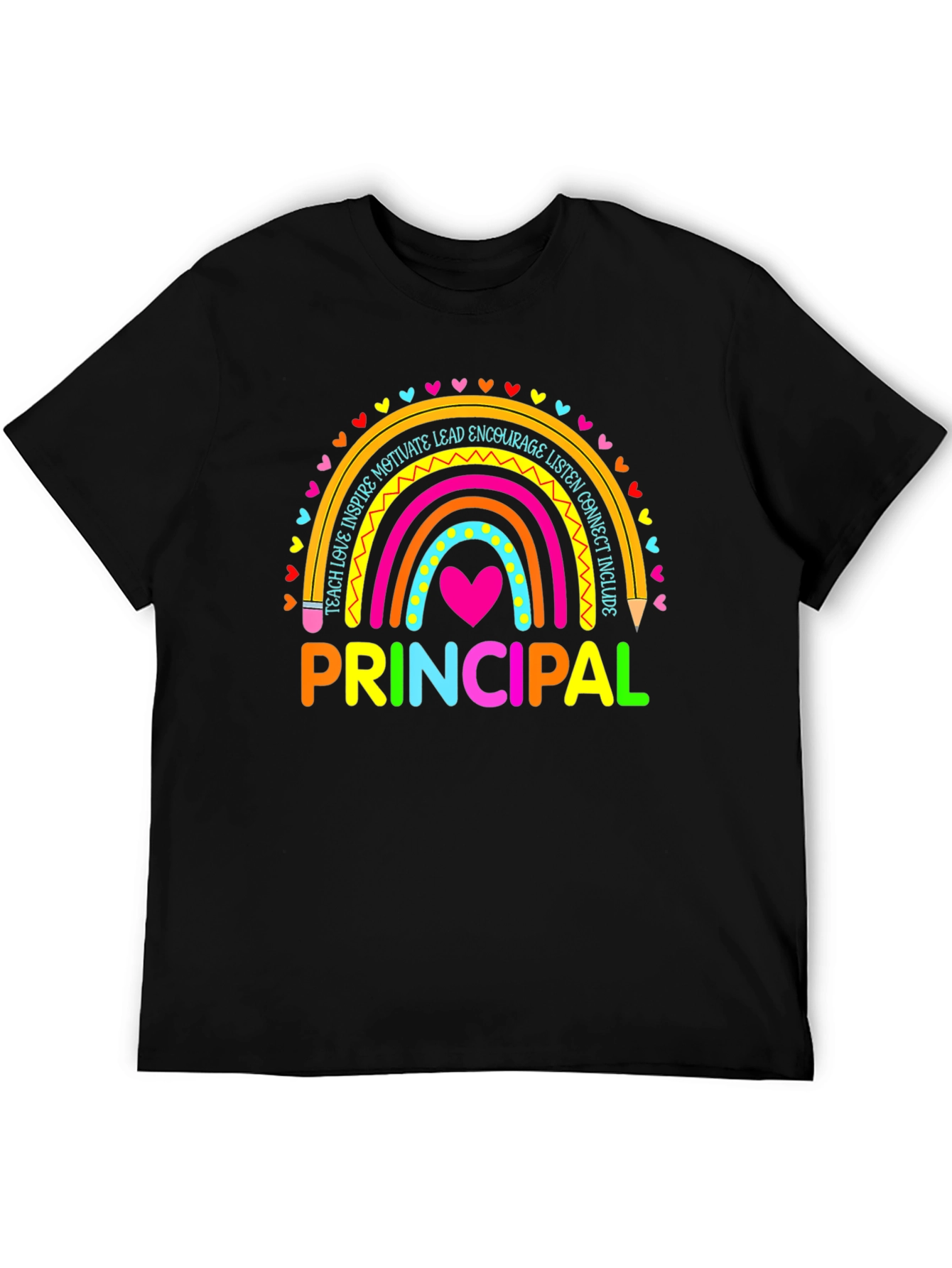 Black Principal Rainbow T-Shirt - Teacher Appreciation view 5