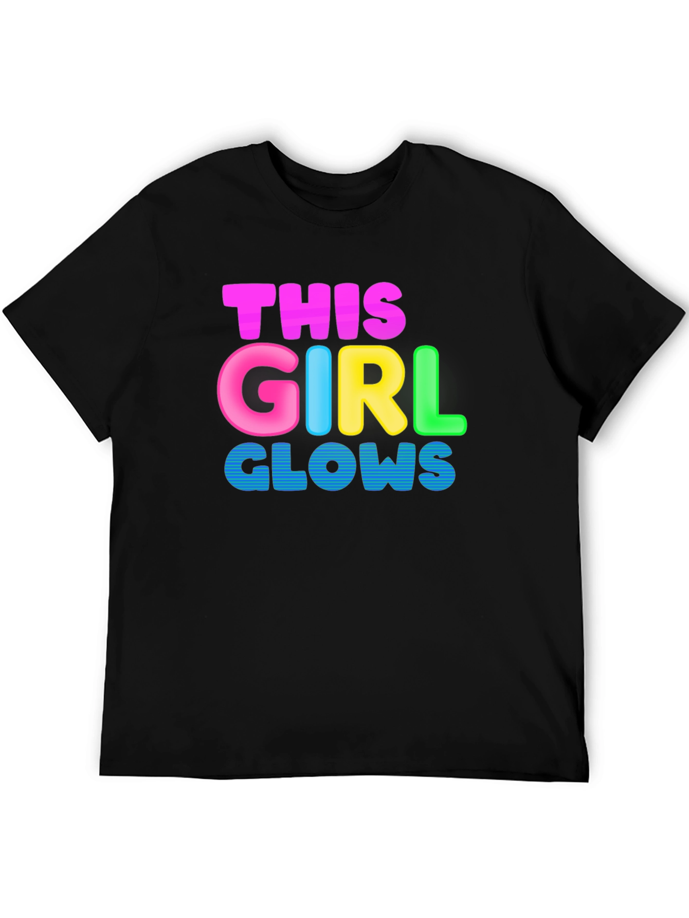 Black This Girl Glows Black T-Shirt - Fun, Colorful Design view 5