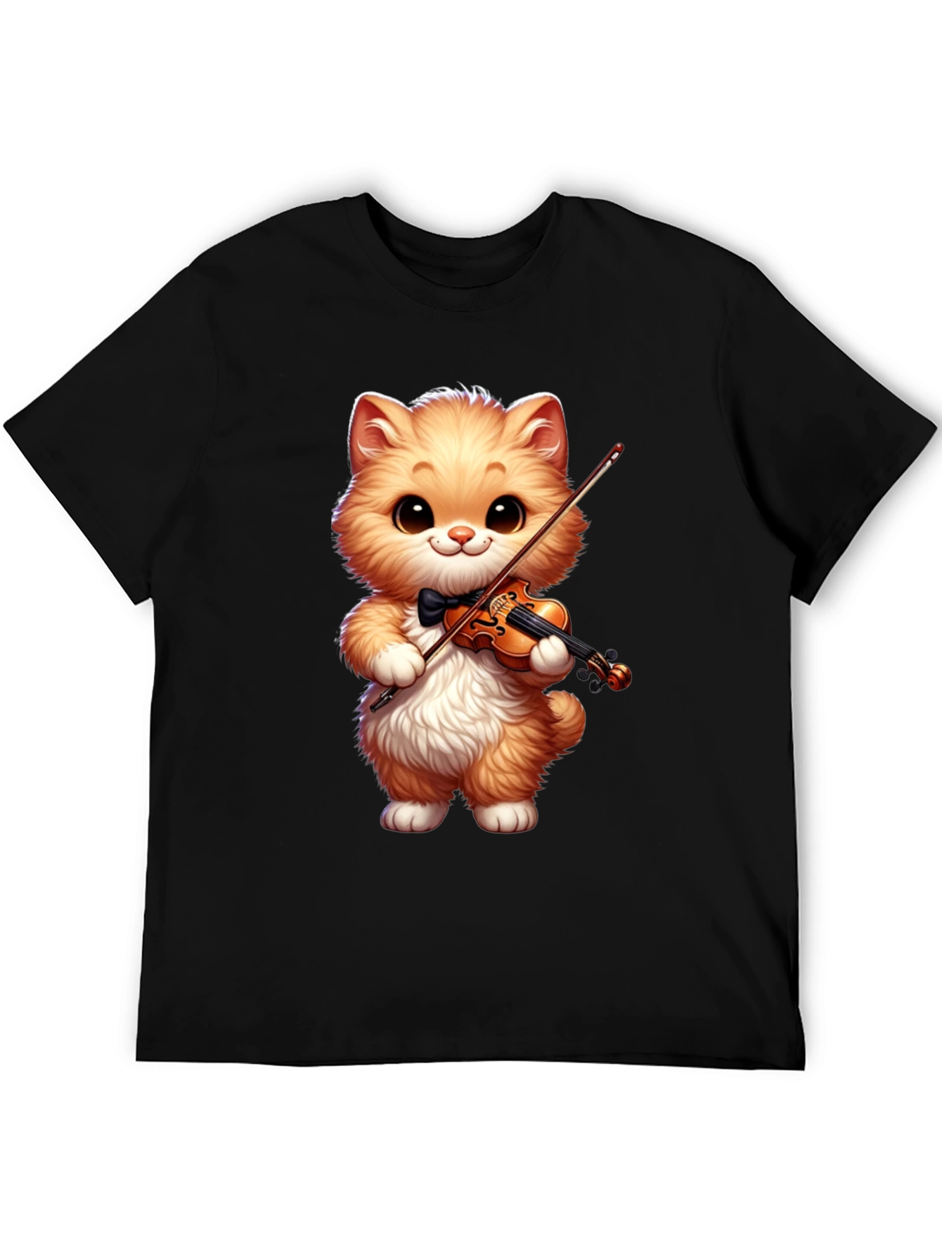 Black Cat Violinist Black T-Shirt view 5