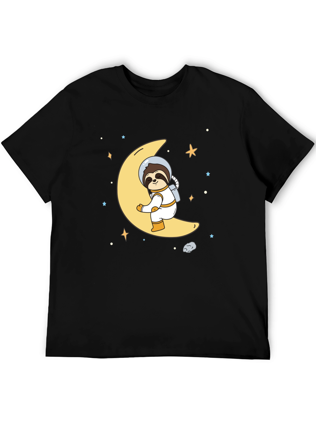 Black Astronaut Sloth on Moon Graphic T-Shirt view 5