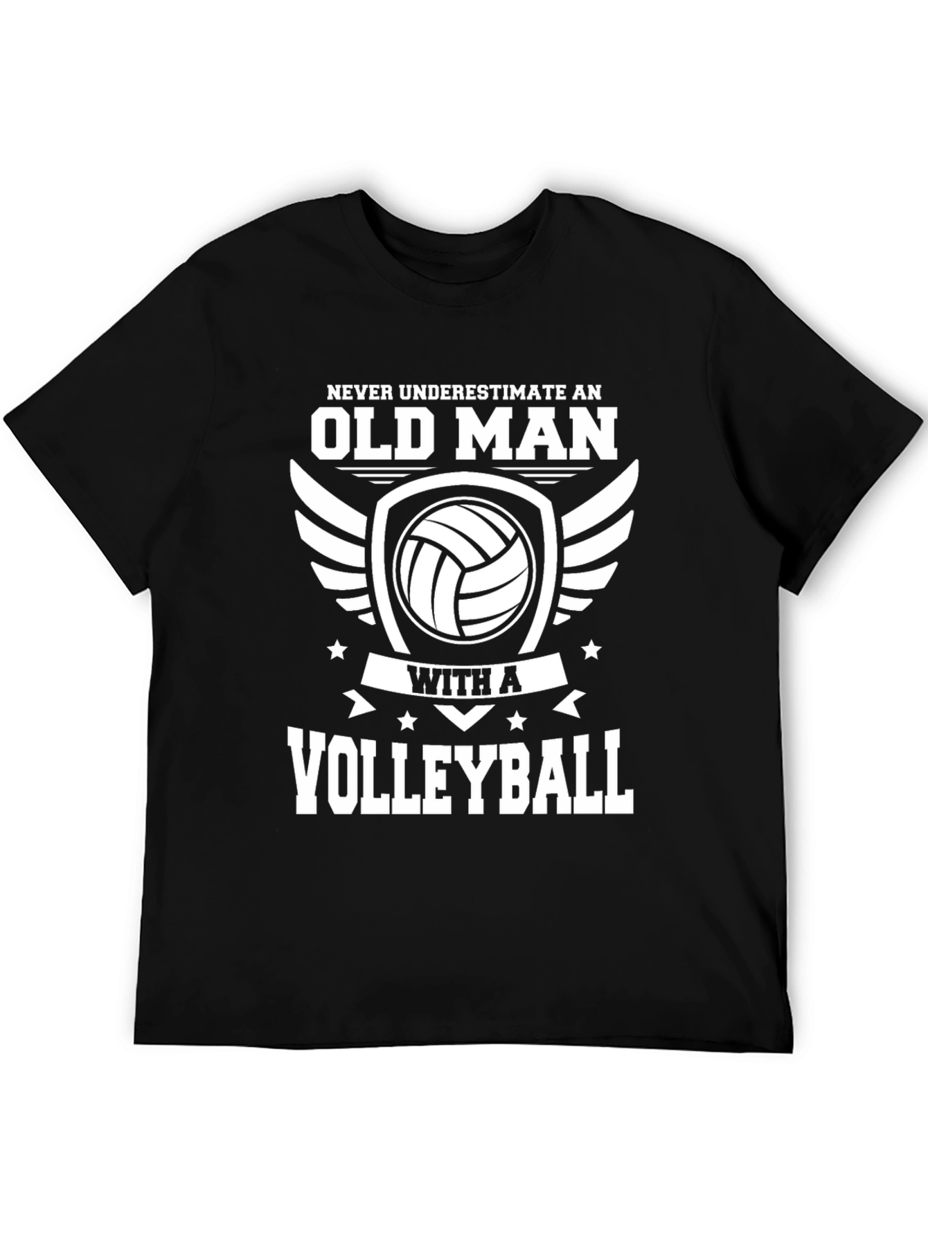 Black Old Man Volleyball Graphic T-Shirt view 5