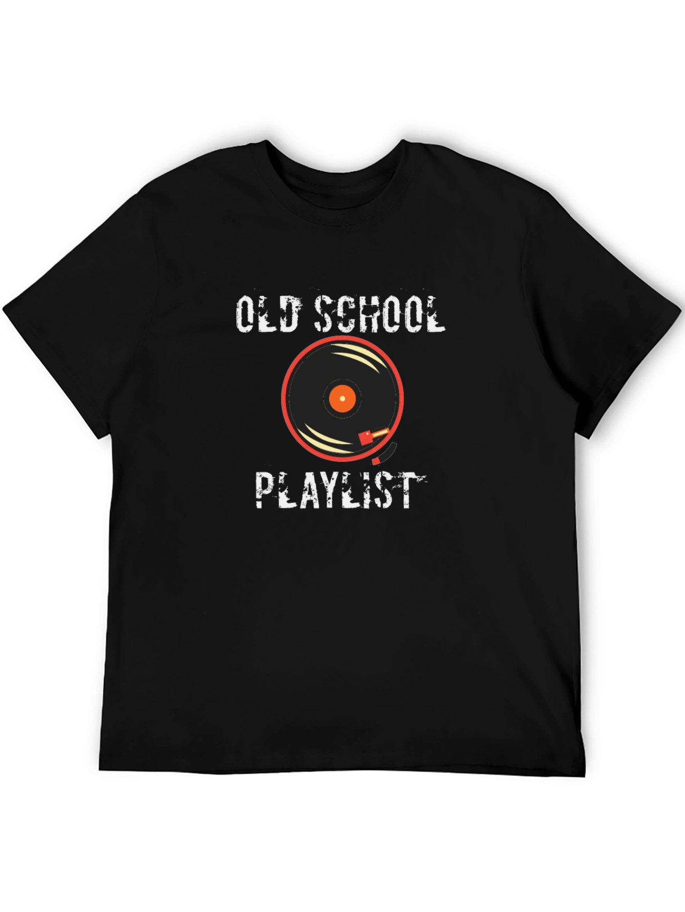 Black Old School Playlist Graphic Tee - Black view 5
