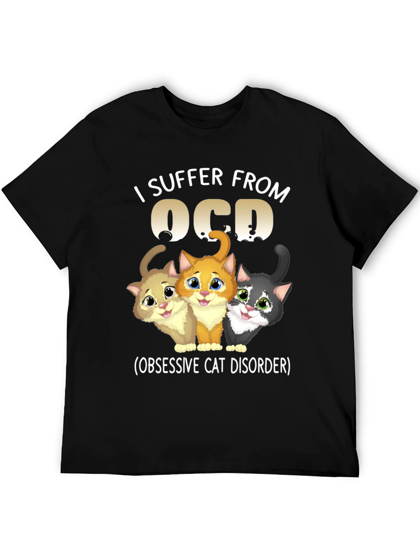 Black OCD Obsessive Cat Disorder Graphic T-Shirt view 5