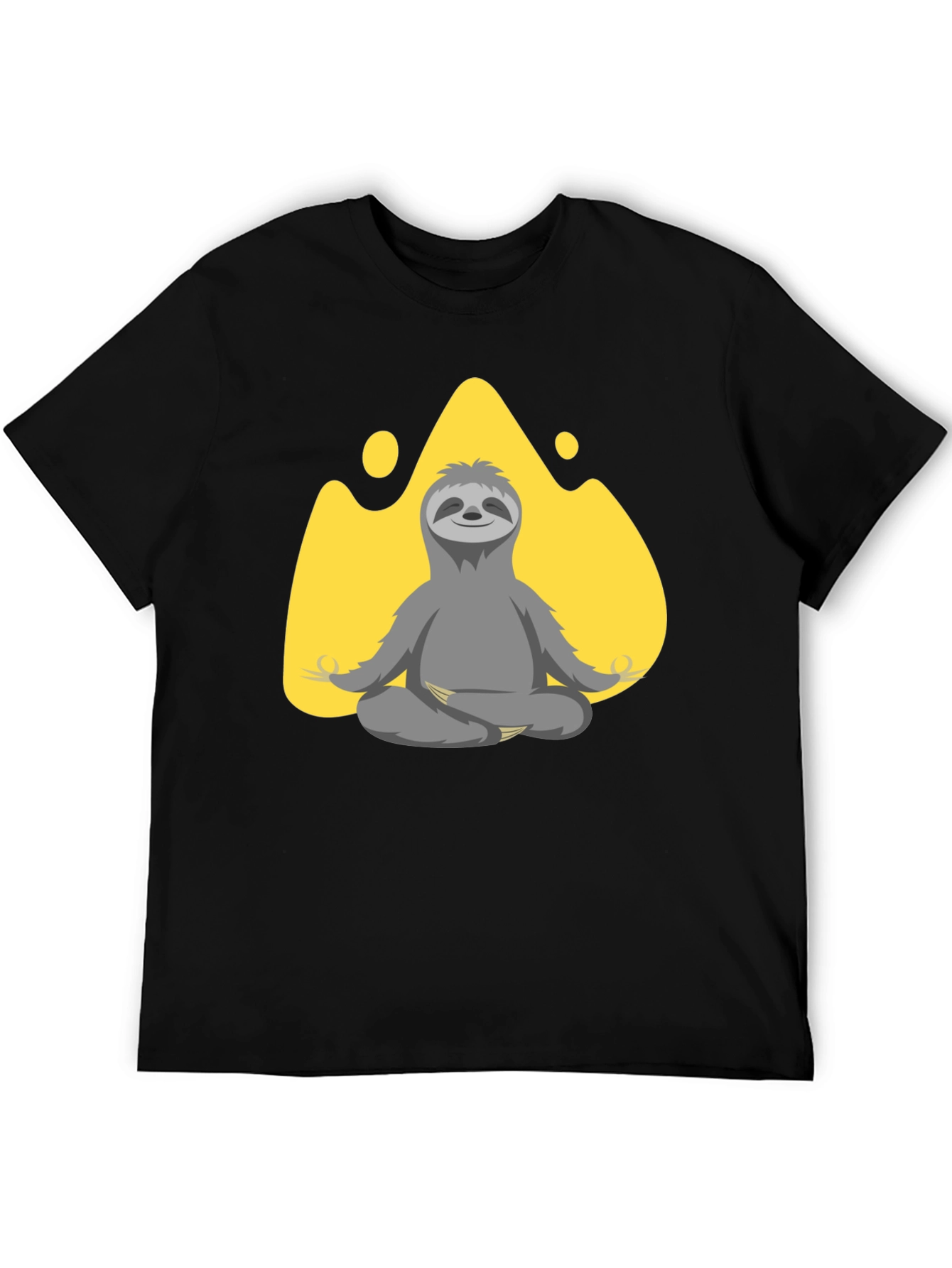 Black Meditating Sloth Graphic T-Shirt view 5