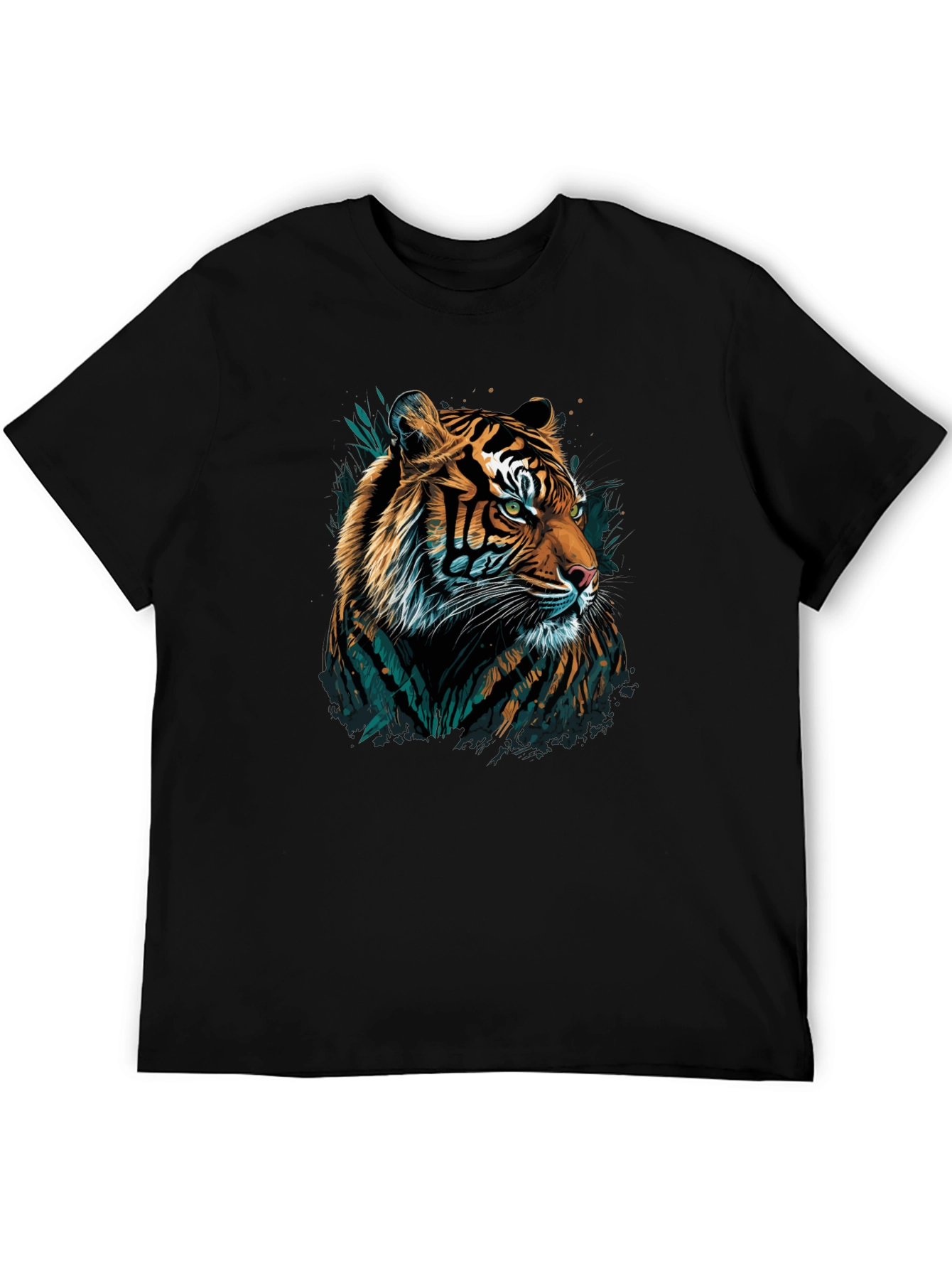 Black Tiger Graphic Tee - Men's Black Crew Neck T-Shirt view 5