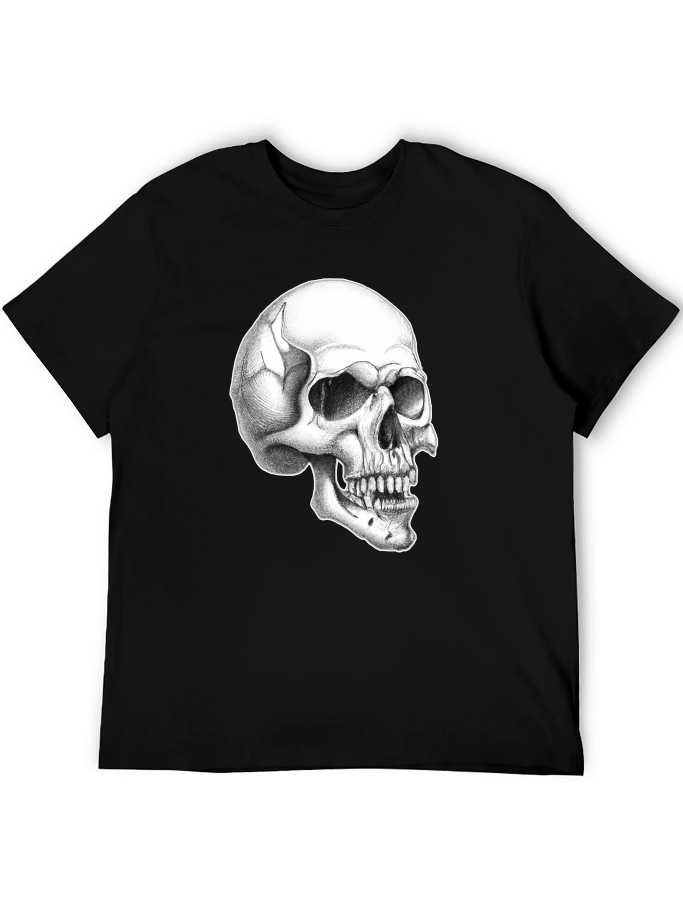 Black Skull Graphic Tee - Classic Black Cotton T-Shirt view 5