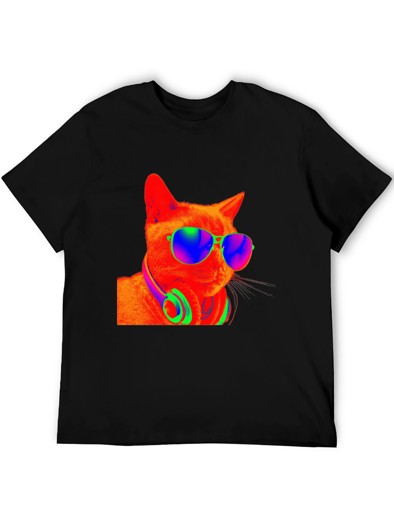 Black Cool Cat Tee - Funky Shades & Headphones view 5